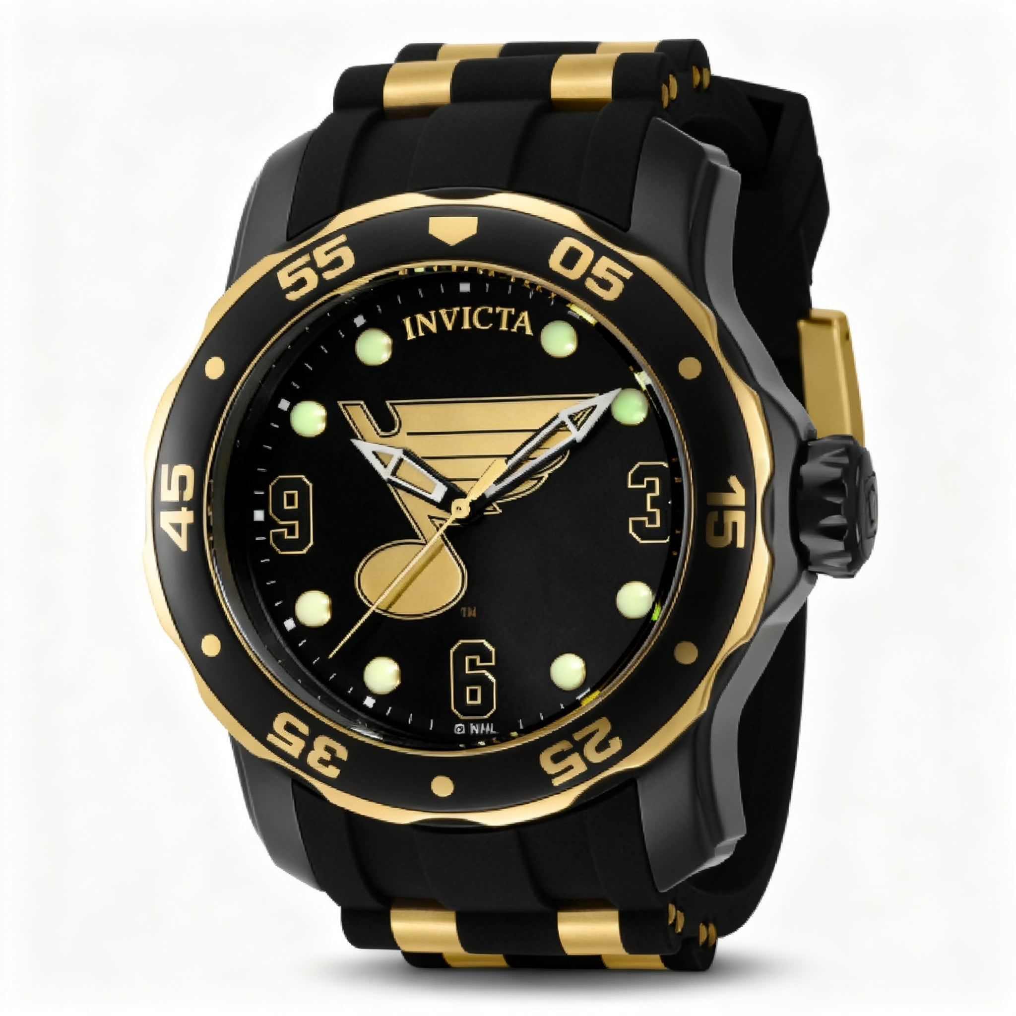 Invicta IN-42313-AMZUK Men's Quartz Water Resistant Watch, Black Stainless Steel Case, Two-Tone Polyurethane Band, 48mm
