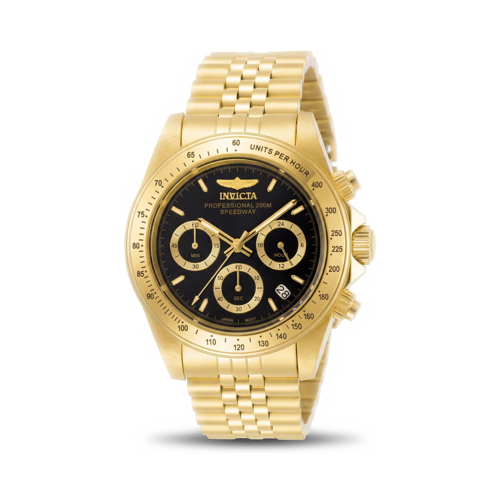 Invicta Speedway 31001 Unisex Gold-Tone Stainless Steel Chronograph Quartz Watch with Black Dial 39mm, Photo 1