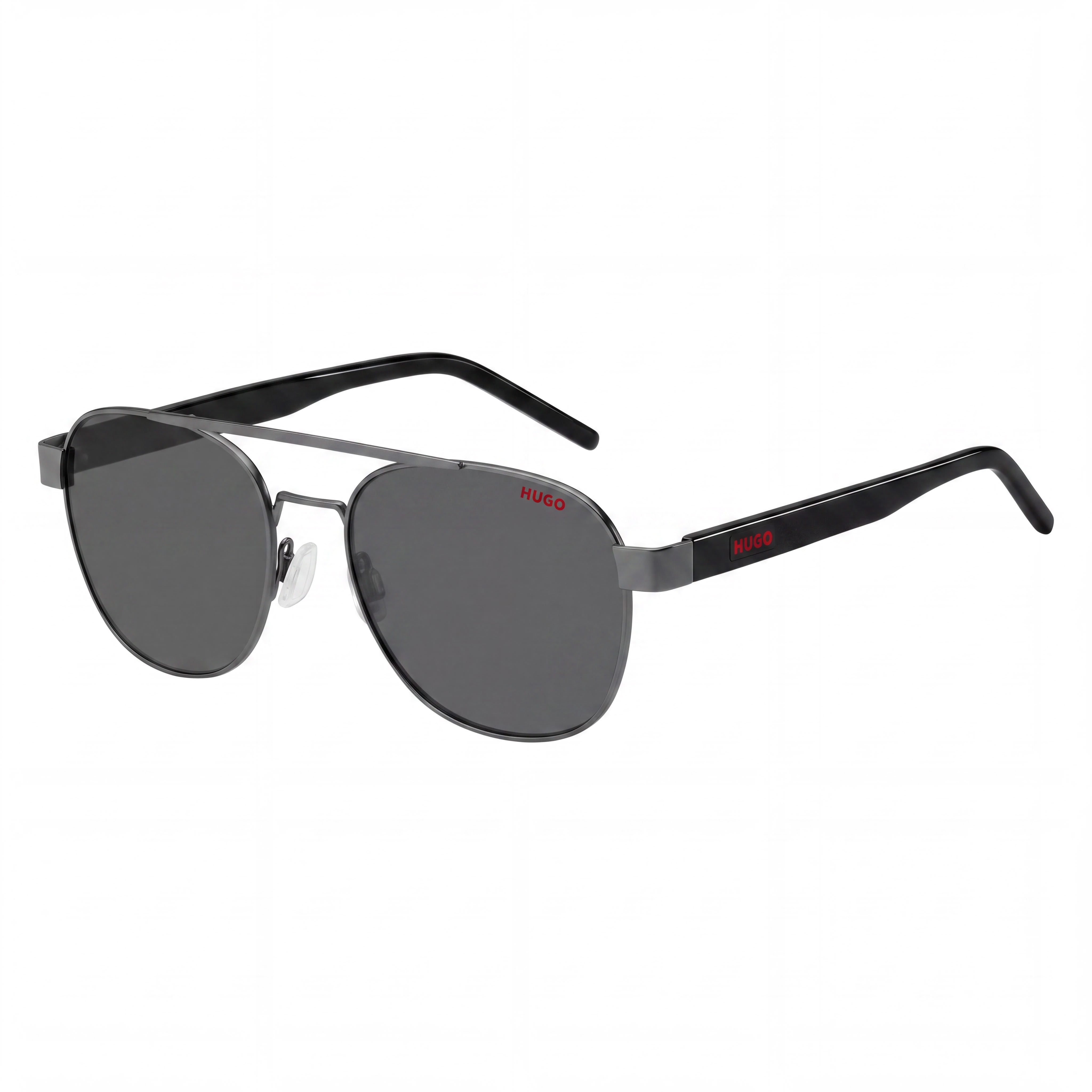 Gafas de sol HUGO casual para hombre de metal con montura rutenio oscuro mate, cristales UV ahumados marrones oscuro 54mm, Photo 1