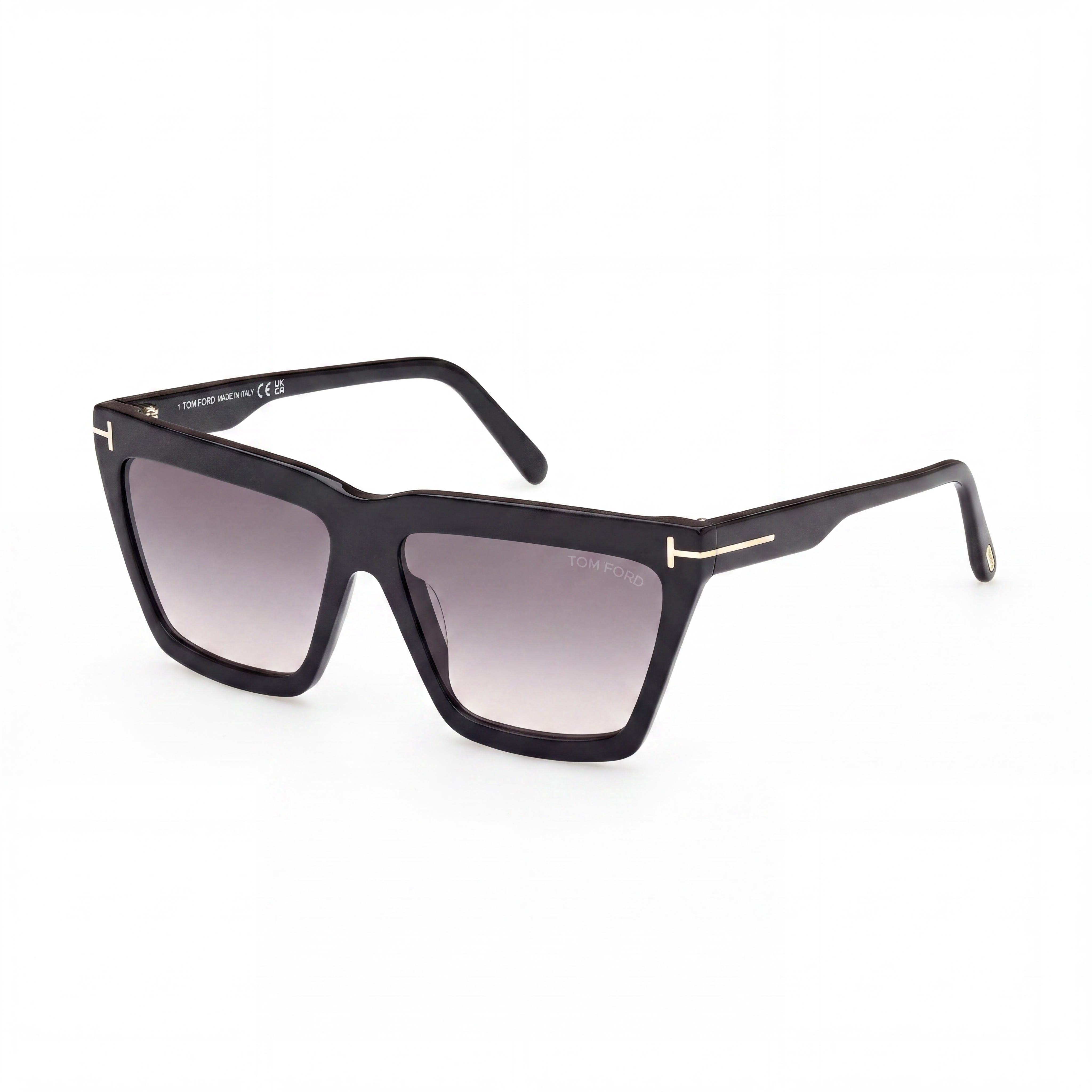 Gafas de sol Tom Ford Eden para mujer, montura de plástico brillante negra, lentes ahumadas degradadas con protección UV, 56 mm, Photo 1