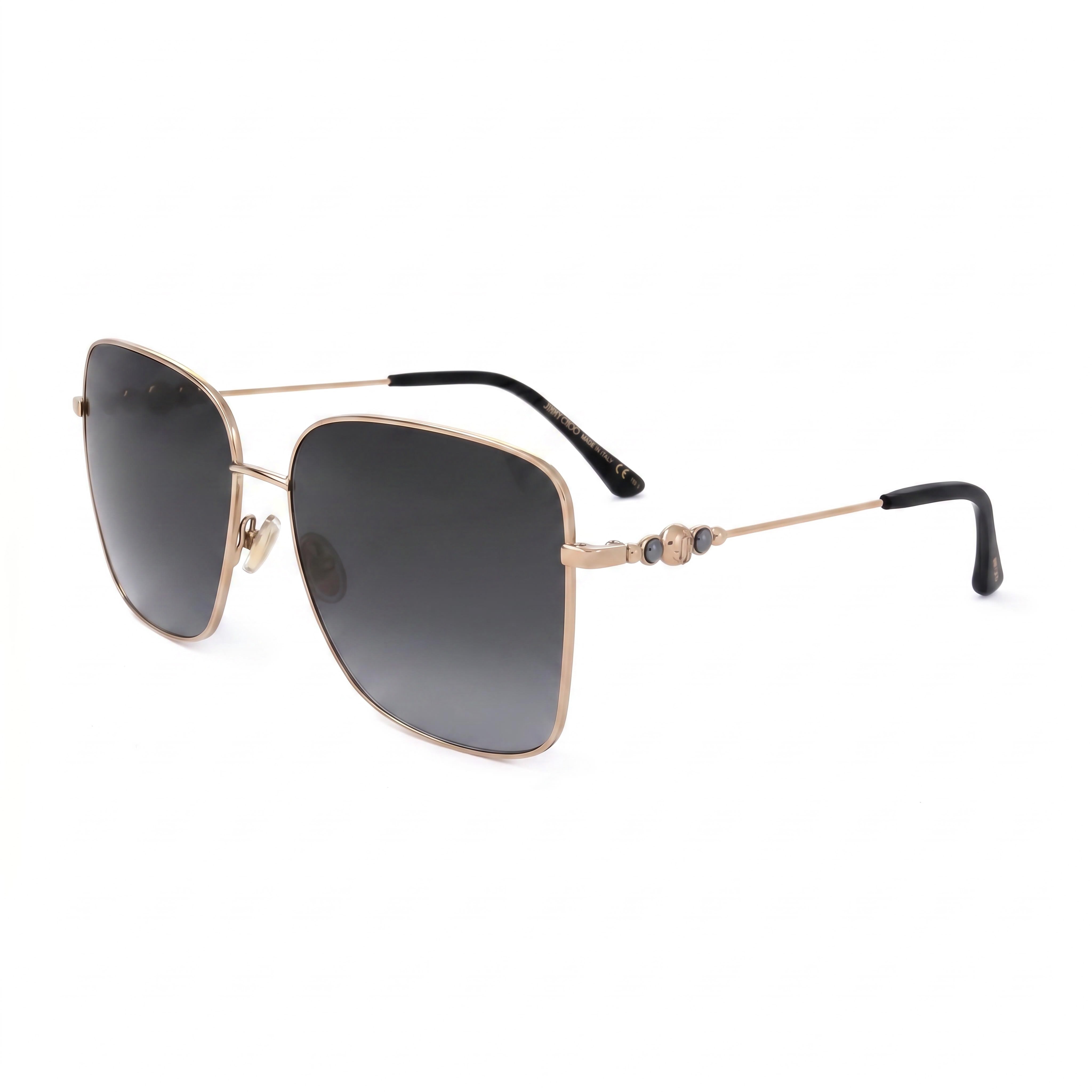Jimmy Choo Hester/S - Gafas de sol cuadradas para mujer, de acero inoxidable, color negro, dorado, gris degradado, sin polarizar, con protección UV 100 %, 59 mm, Photo 1