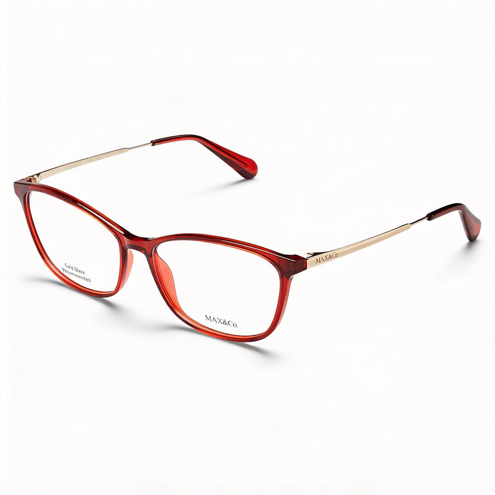 Max & Co. Casual Women's Eyeglasses with Injected Bordeaux Frame and Non-Polarized Transparent Lenses, 54mm