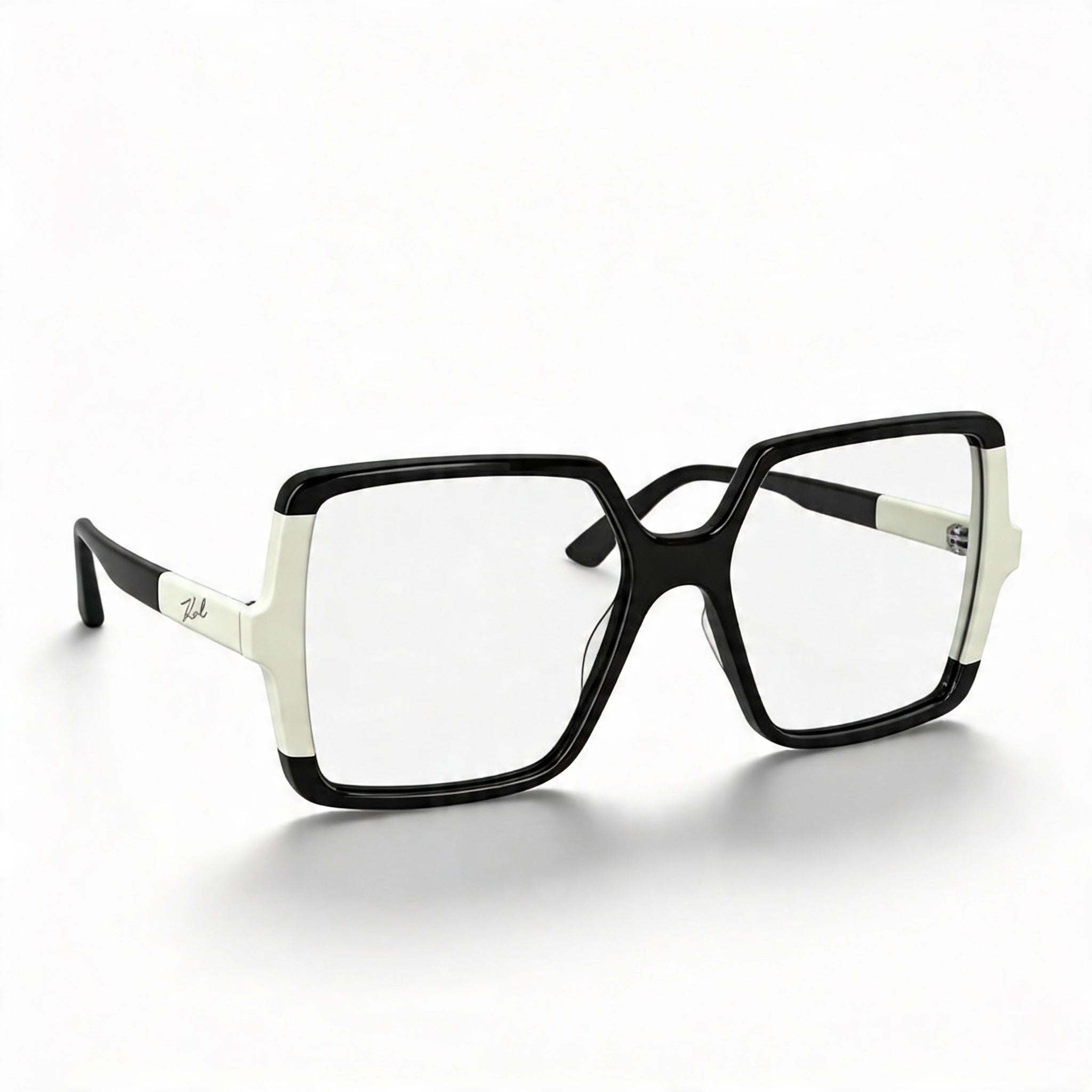 KARL LAGERFELD Kl6169 Unisex Acetate Black/White Transparent Polycarbonate Eyeglasses 54mm, Photo 1