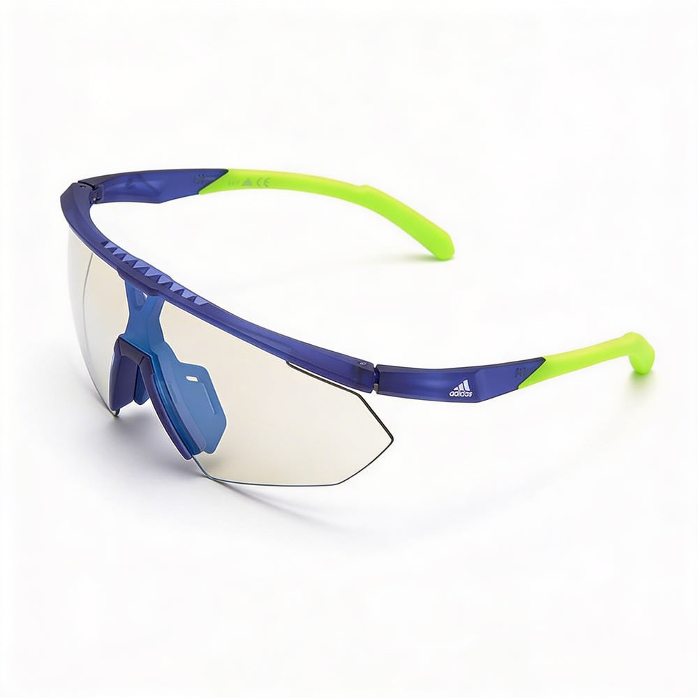 Adidas Men's Contemporaneo Blue Plastic UV Protected Anti-Fog Sunglasses, Blue Mirrored Photochromic Lenses, 59mm