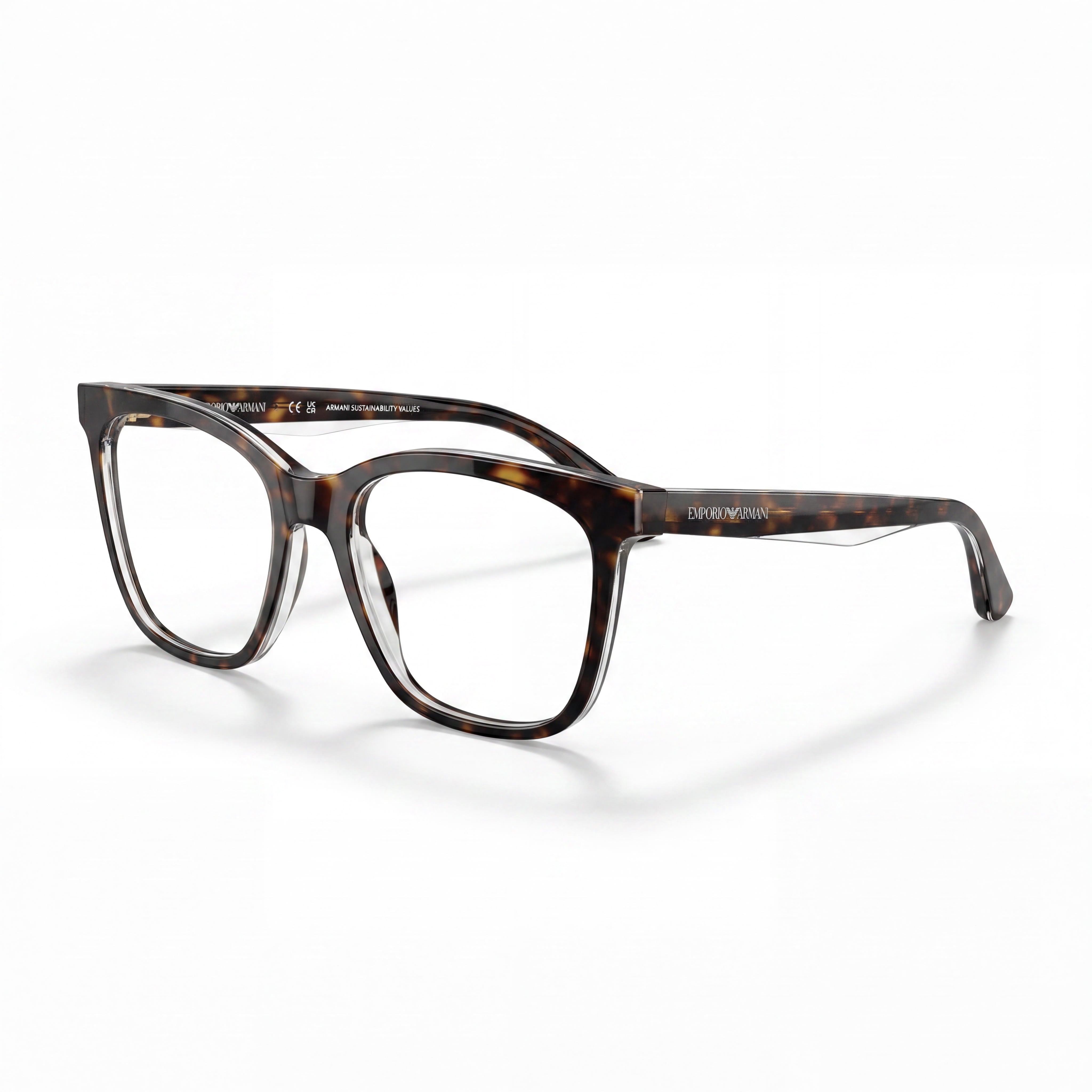 Emporio Armani Ea3228 Women's Shiny Havana Acetate Optical Frame, 53mm Lens, 16mm Bridge, 140mm Temple, Photo 1