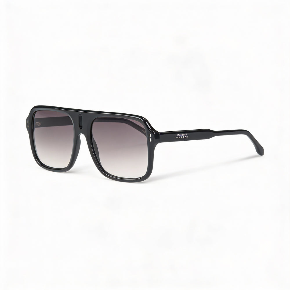 Isabel Marant Im 0125/s Women's Black Acetate Frame Rectangular Casual Non-Polarized Polycarbonate Lens Sunglasses 7-1-4
