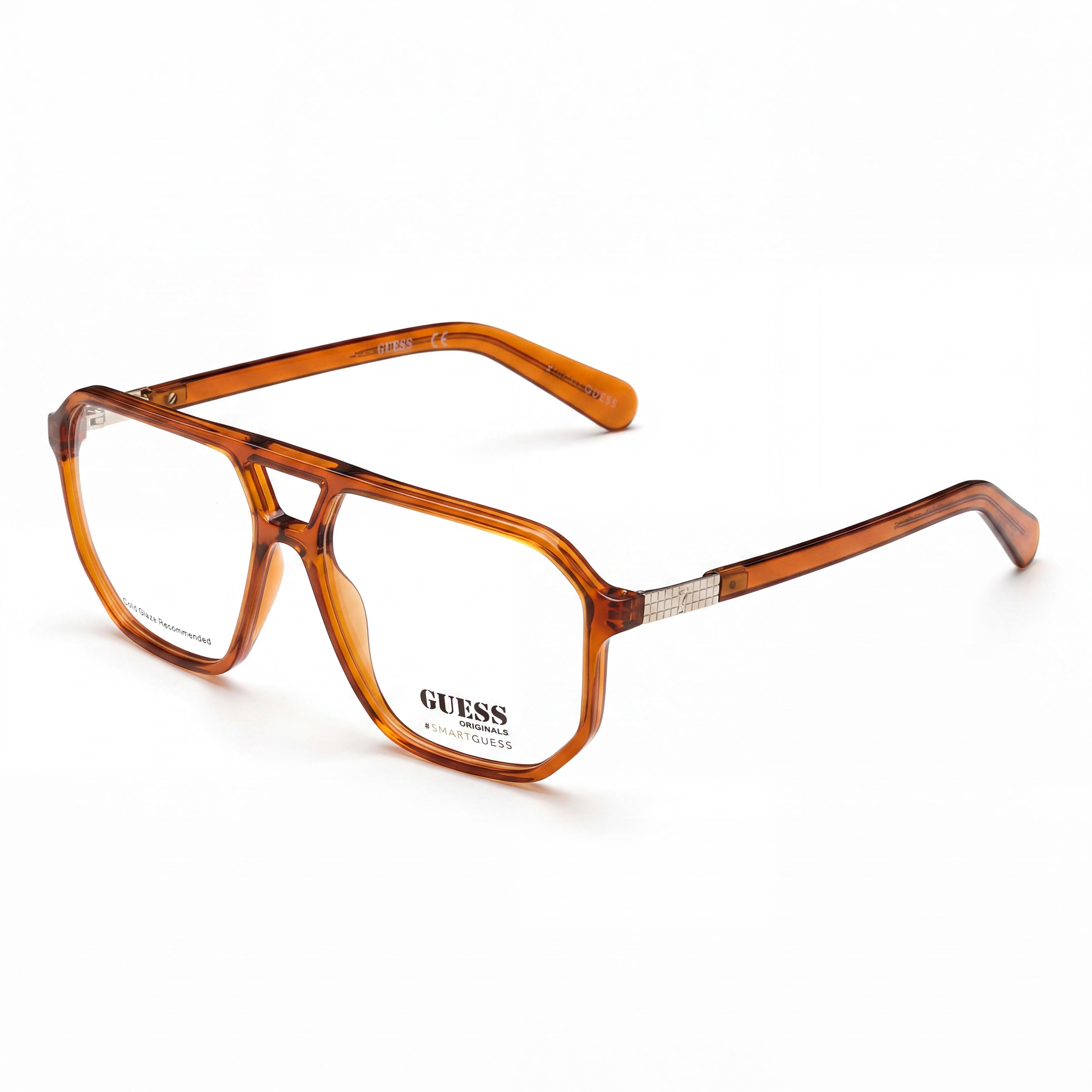 Guess Modern Unisex Lightweight Full Rim Shiny Light Brown Plastic Frame Optical Eyeglasses 57-14-145mm, Photo 1