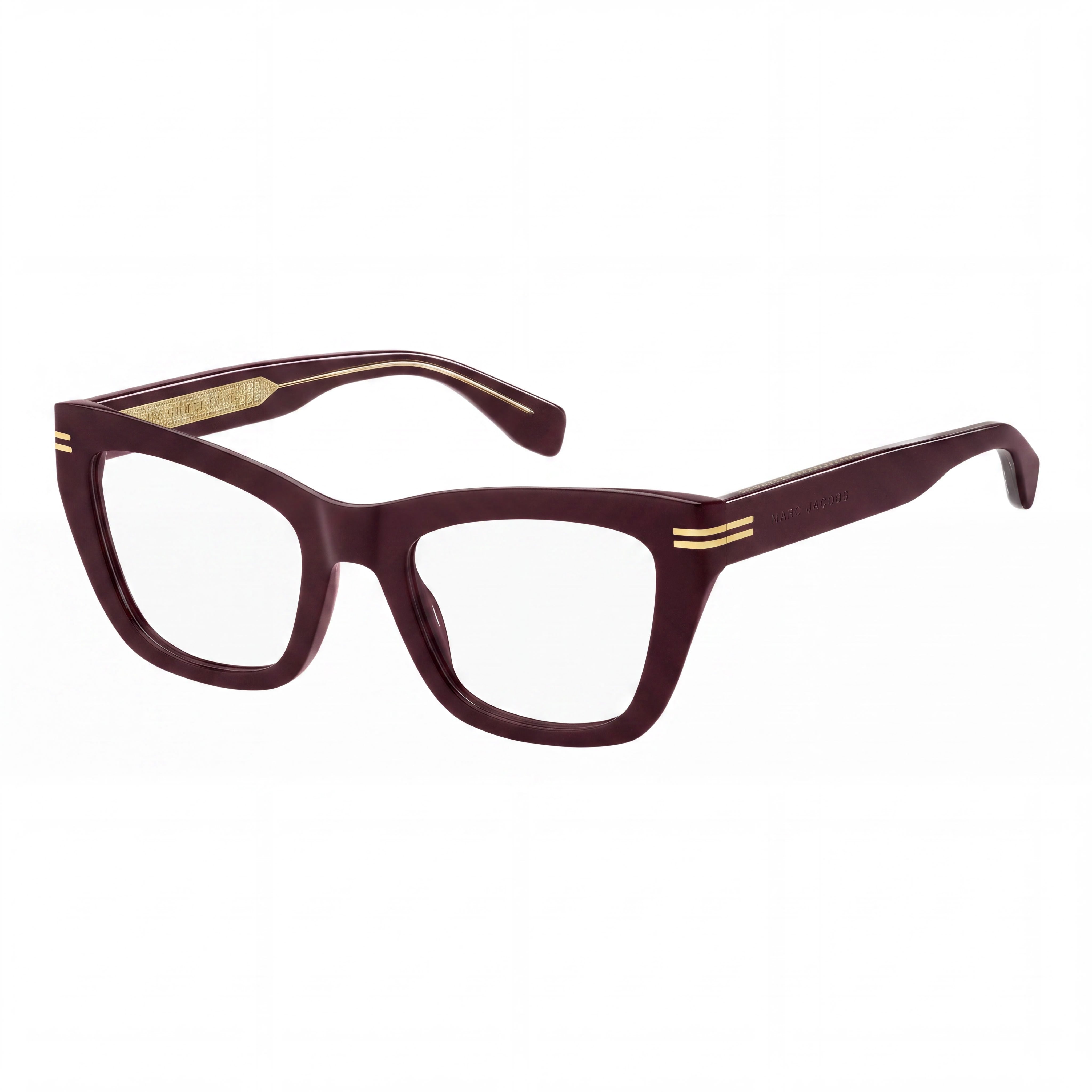 Marc Jacobs Mj 1114 Women's Rectangular Eyeglasses, Burgundy Plastic Frame, Transparent Polycarbonate Lenses, 51mm, Photo 1