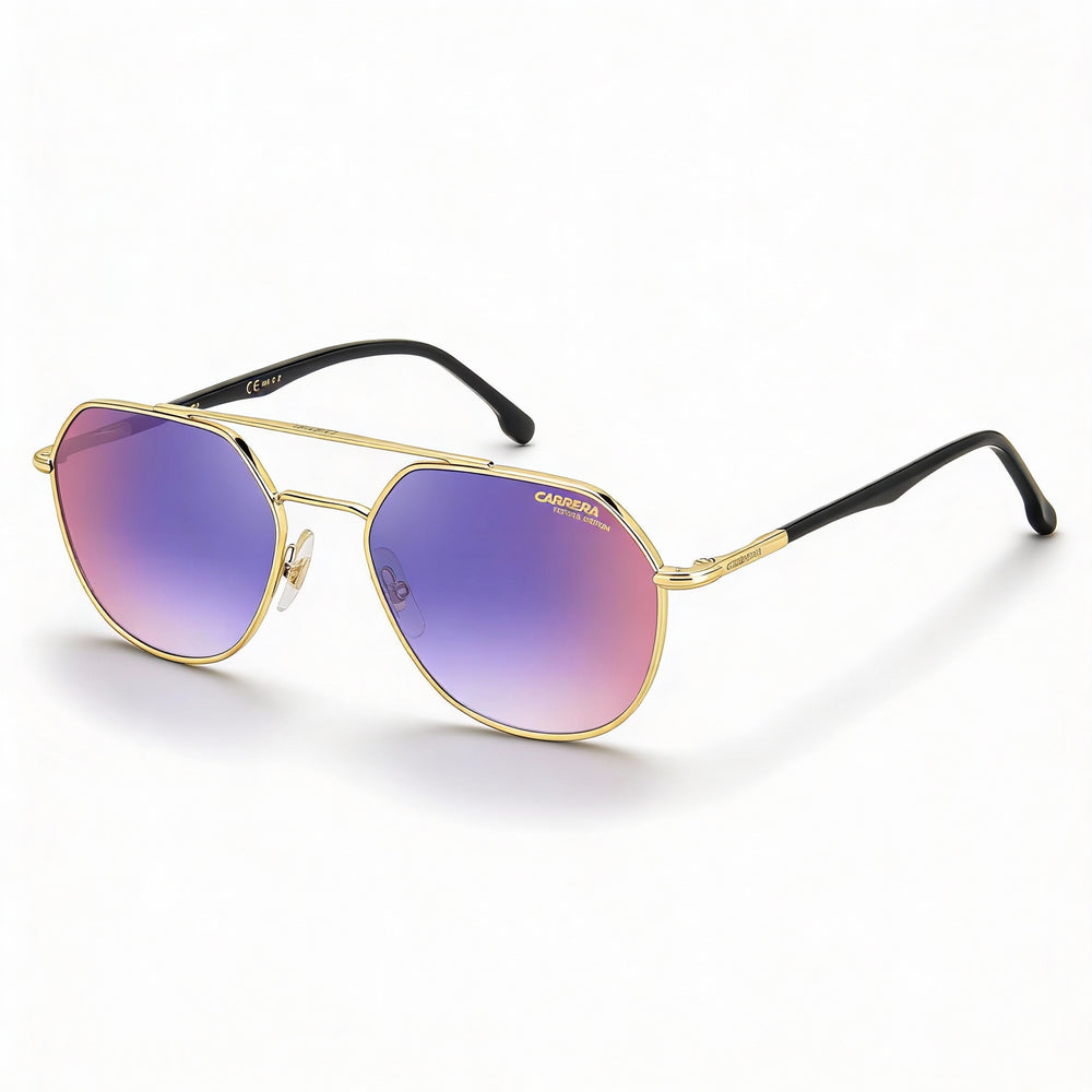 Carrera 303/S Unisex Black Gold Metal Frame Blue Shaded Red Polycarbonate Non-Polarized 53mm Sunglasses