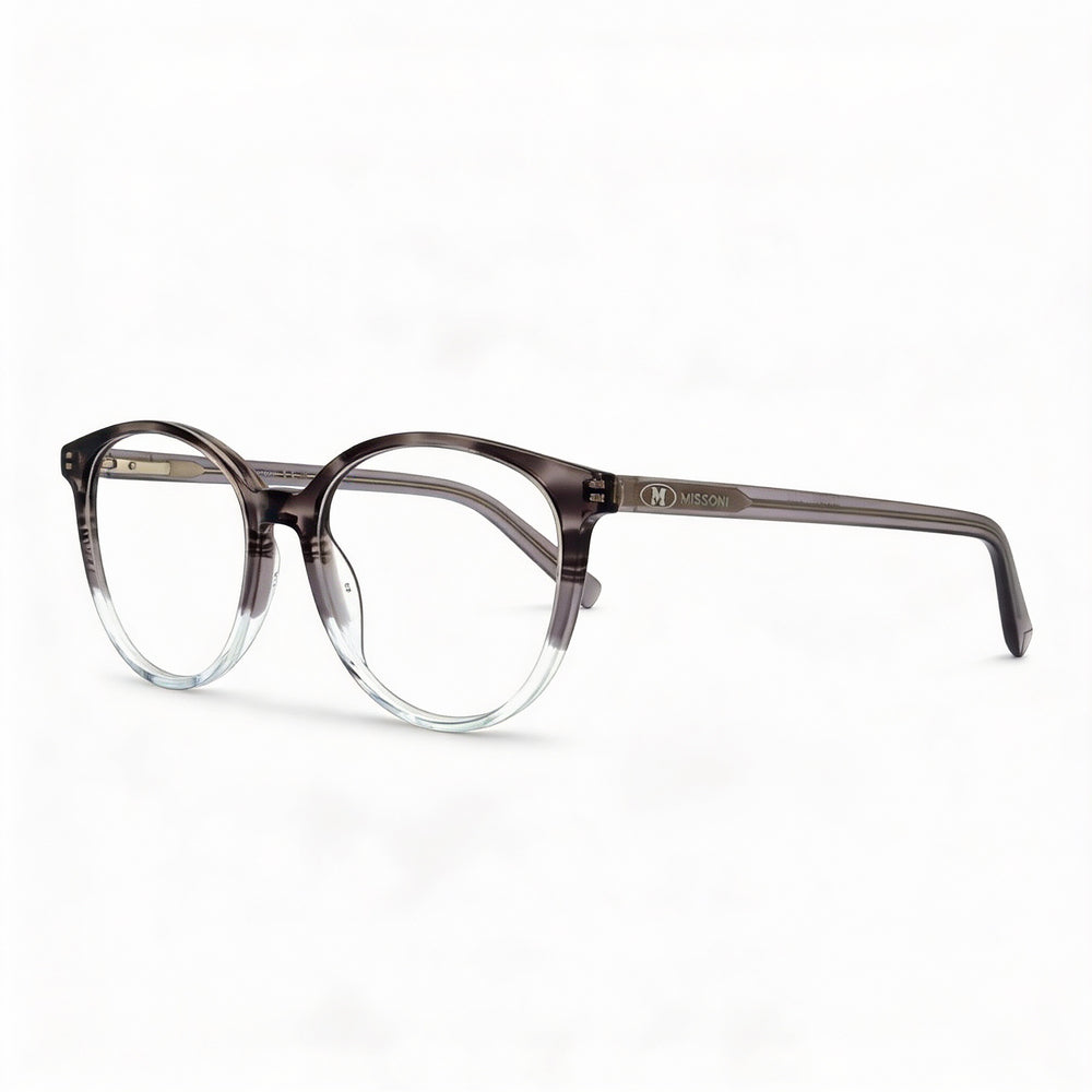 Missoni Women's Tri-Tone Rounded Acetate Optical Frames, Grey Horn, 51mm, with Clear Demo Lenses (Prescription Ready)