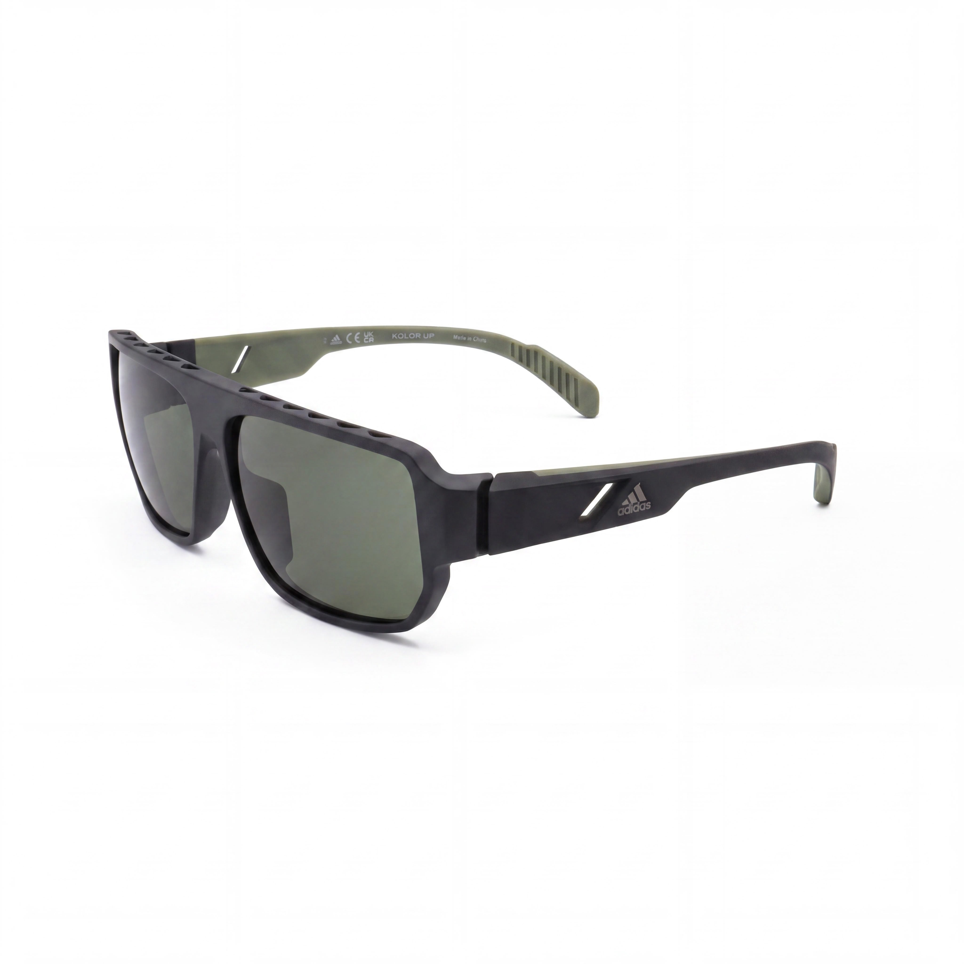Gafas de sol adidas Sp0038 para hombre con protección UV y montura de plástico en verde negro mate (ancho de lente de 61 mm), Photo 1