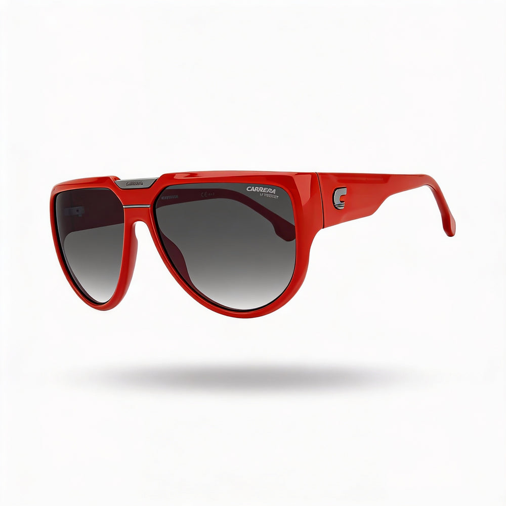 Carrera FLAGLAB 13 Unisex Modern/Trendy Red Injection Propionate Frame Sunglasses, Dark Grey Shaded Lenses, UV Protection, 62mm