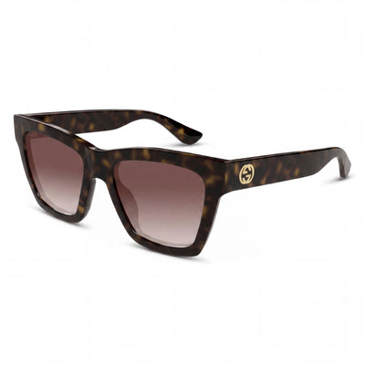 Gafas de sol Gucci Gg1714s-002 para mujer, montura completa, estilo ojo de gato, sin plástico, color marrón habano, talla 54