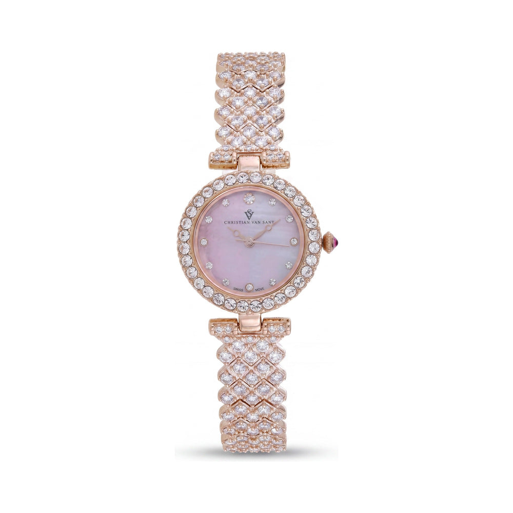 Christian Van Sant CV2954 Women's Rose Gold Stainless Steel Case & Bracelet Pink Dial Quartz Watch