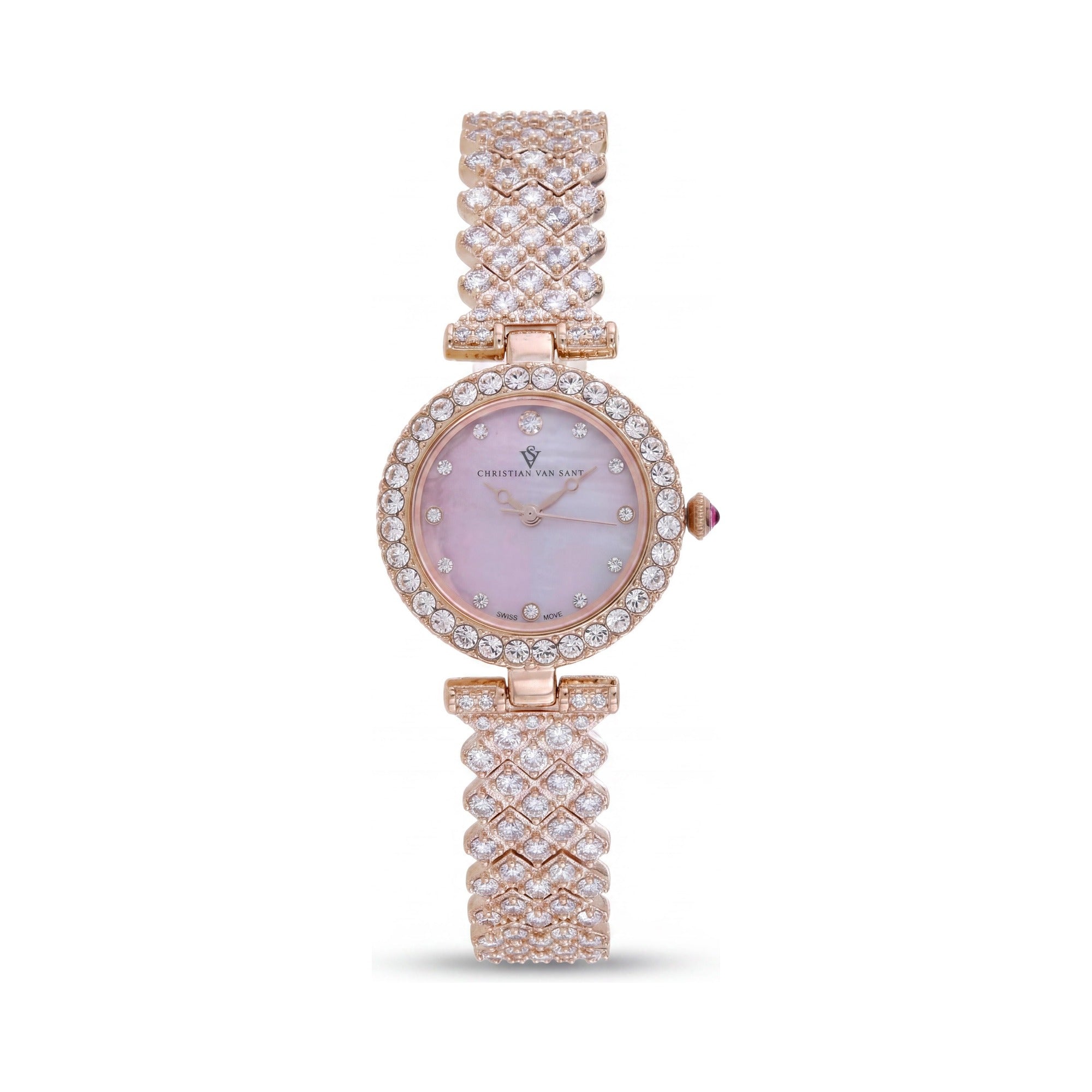 Christian Van Sant CV2954 Women's Rose Gold Stainless Steel Case & Bracelet Pink Dial Quartz Watch, Photo 1