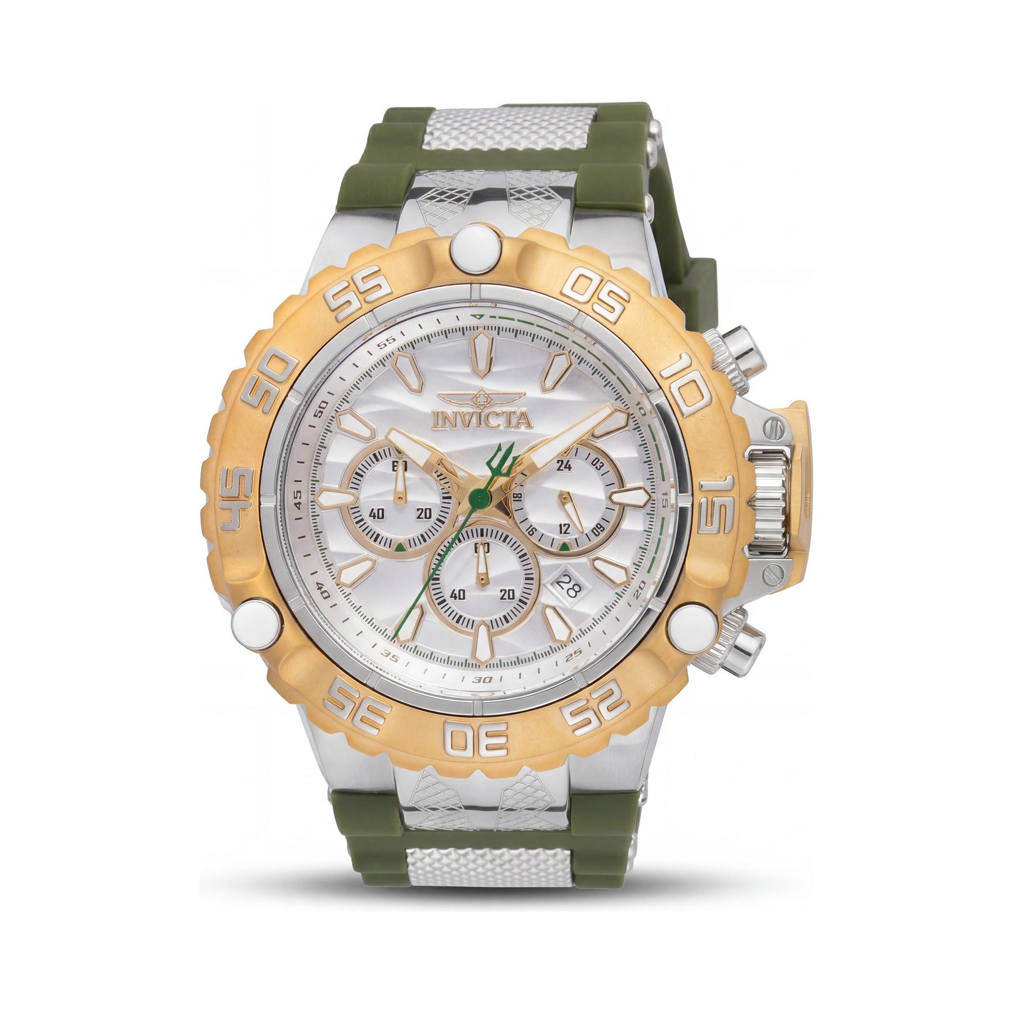 Invicta Subaqua - Poseidon 48554 Men's 55mm Quartz Chronograph Watch, Silver Dial, Stainless Steel, Silicone Strap, Photo 1