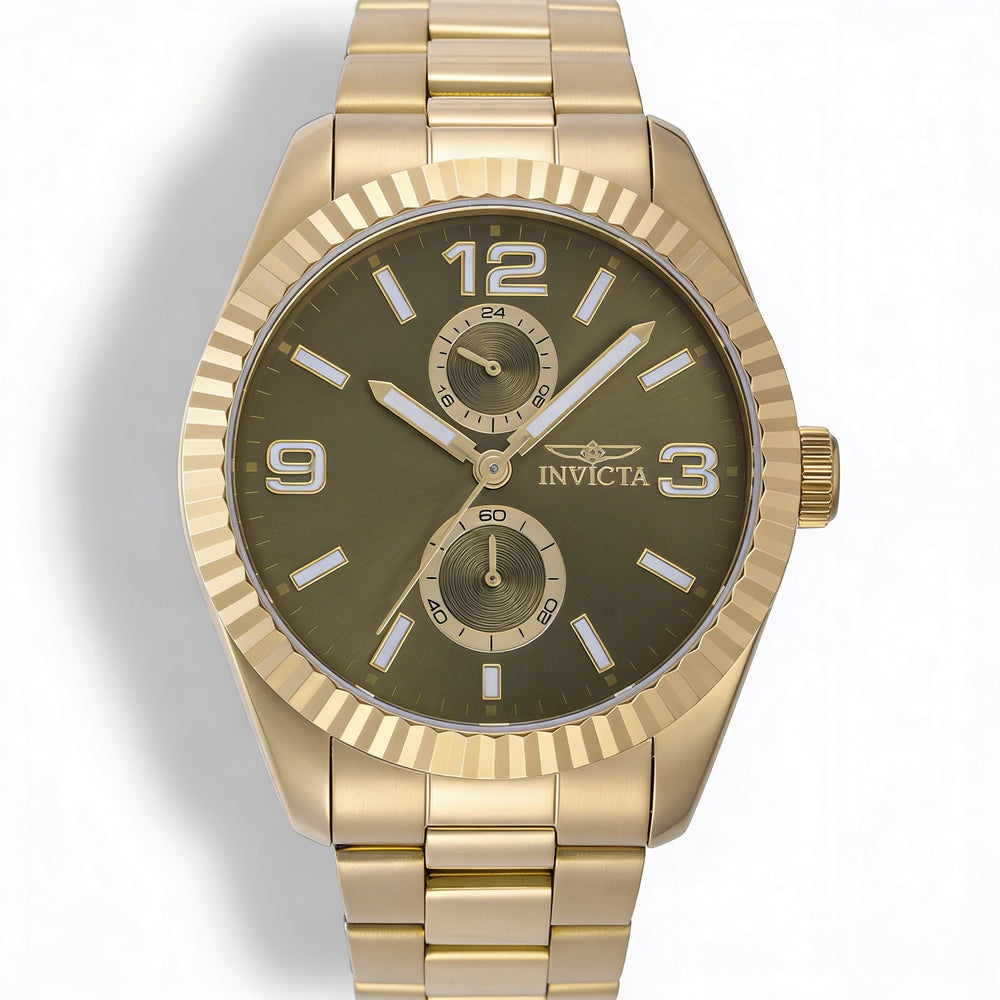 Reloj cronógrafo Invicta Specialty 49530 para hombre, acero inoxidable, marco dorado, esfera verde, 43 mm