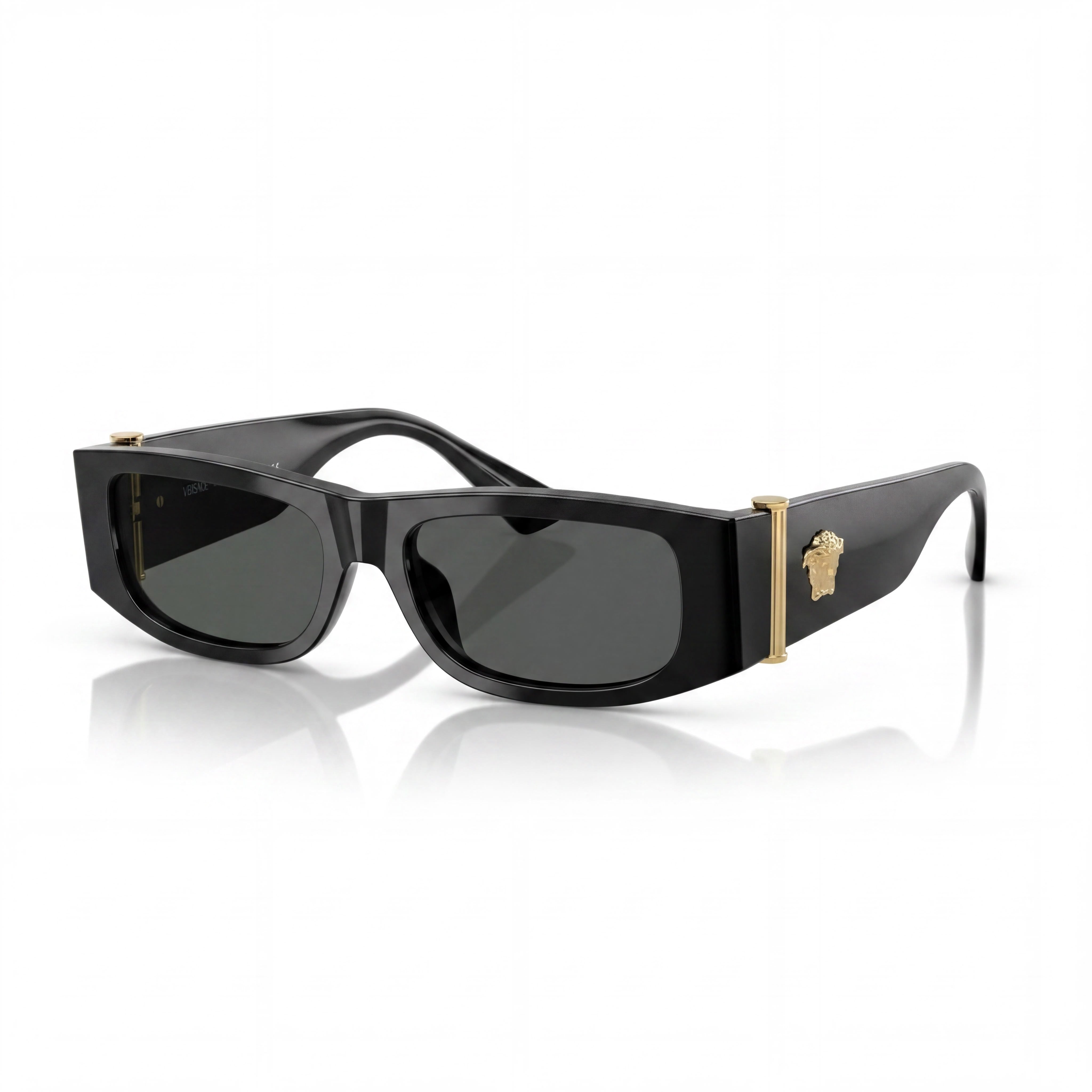 Versace Ve 4476 U Unisex Sunglasses with Black Dark Grey Acetate Frame and Dark Grey Lenses 55mm, Photo 1