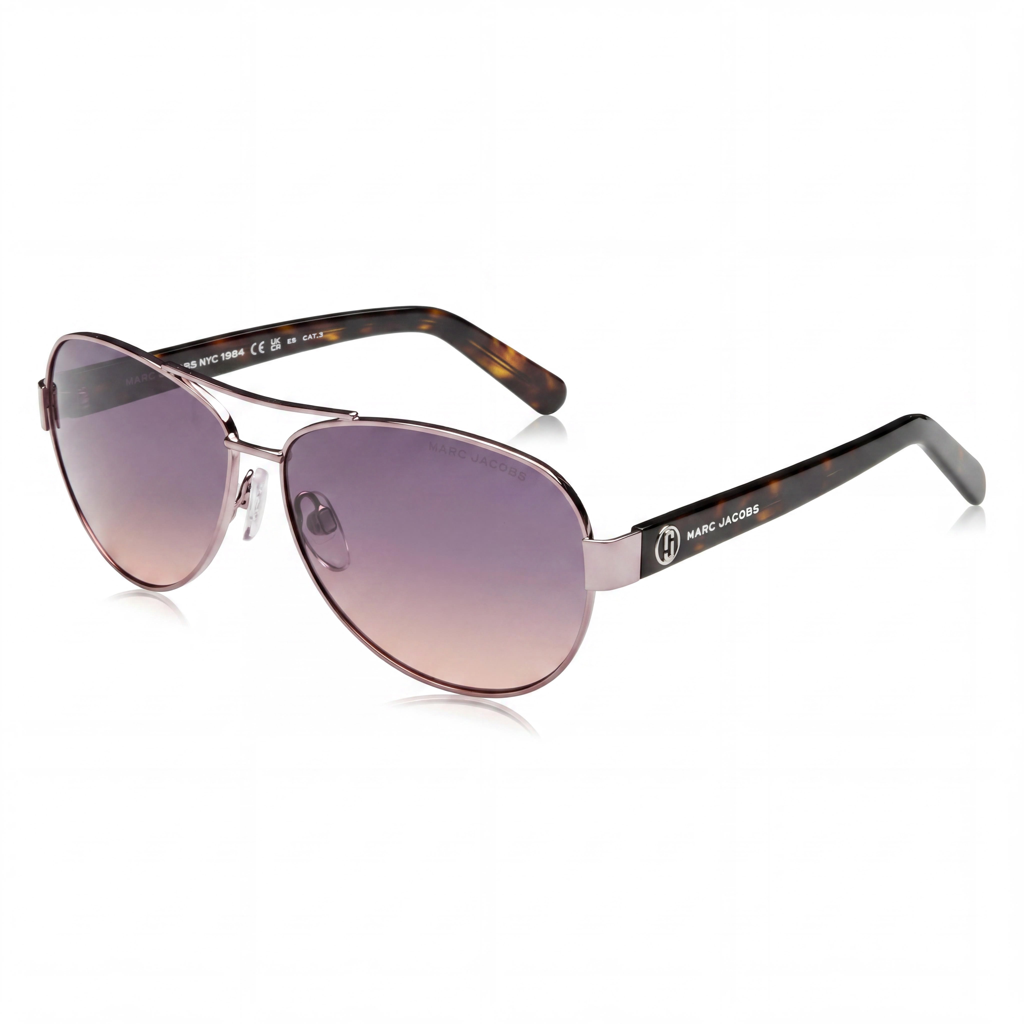Marc Jacobs Signature Men's Lightweight Metal UV Protected Polycarbonate Sunglasses Pink Havana Grey 60mm, Photo 1
