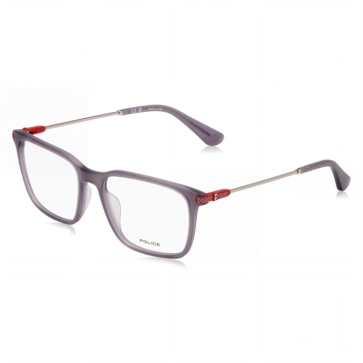 Gafas graduadas Police Vplg77 para hombre, cuadradas, de acetato y metal combinados, color gris transparente, tamaño 53-17-145, Photo 1