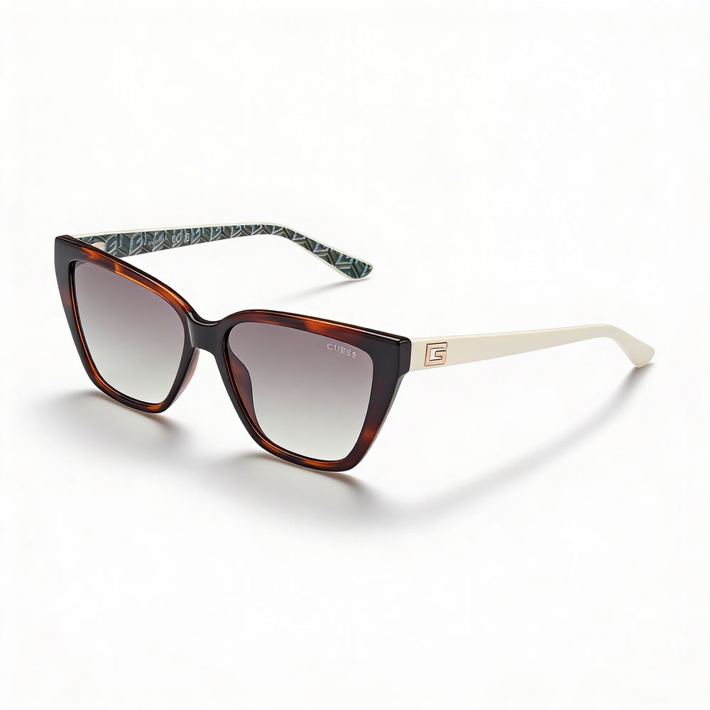 Gafas de sol de ojo de gato Guess GU7919/S para mujer, acetato habana oscuro, protección UV, lentes verdes degradadas 58-15-140