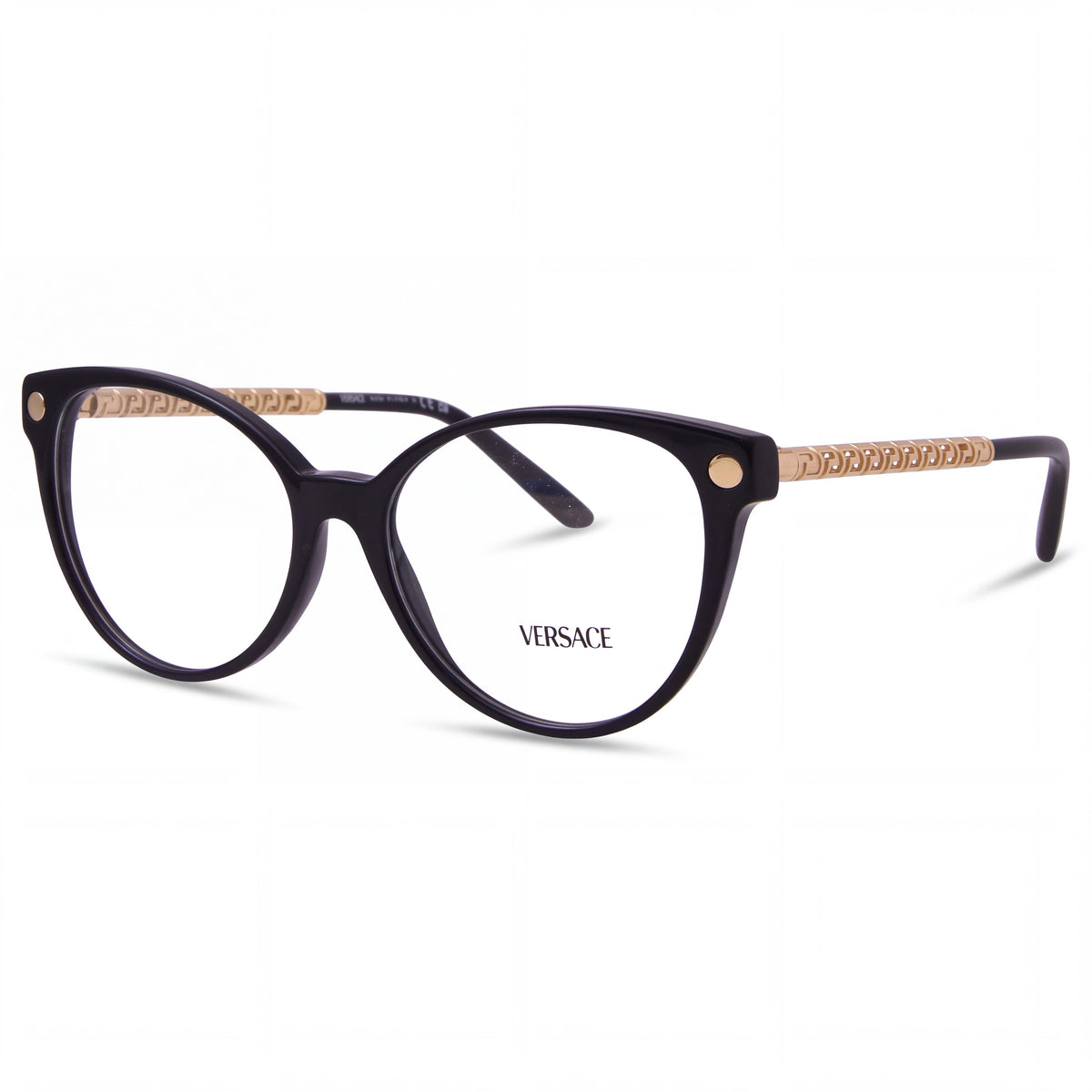 Versace Ve 3353 Women's Eyeglasses featuring Black Acetate Frame and Clear Lenses, 54mm Lens Width, Photo 1