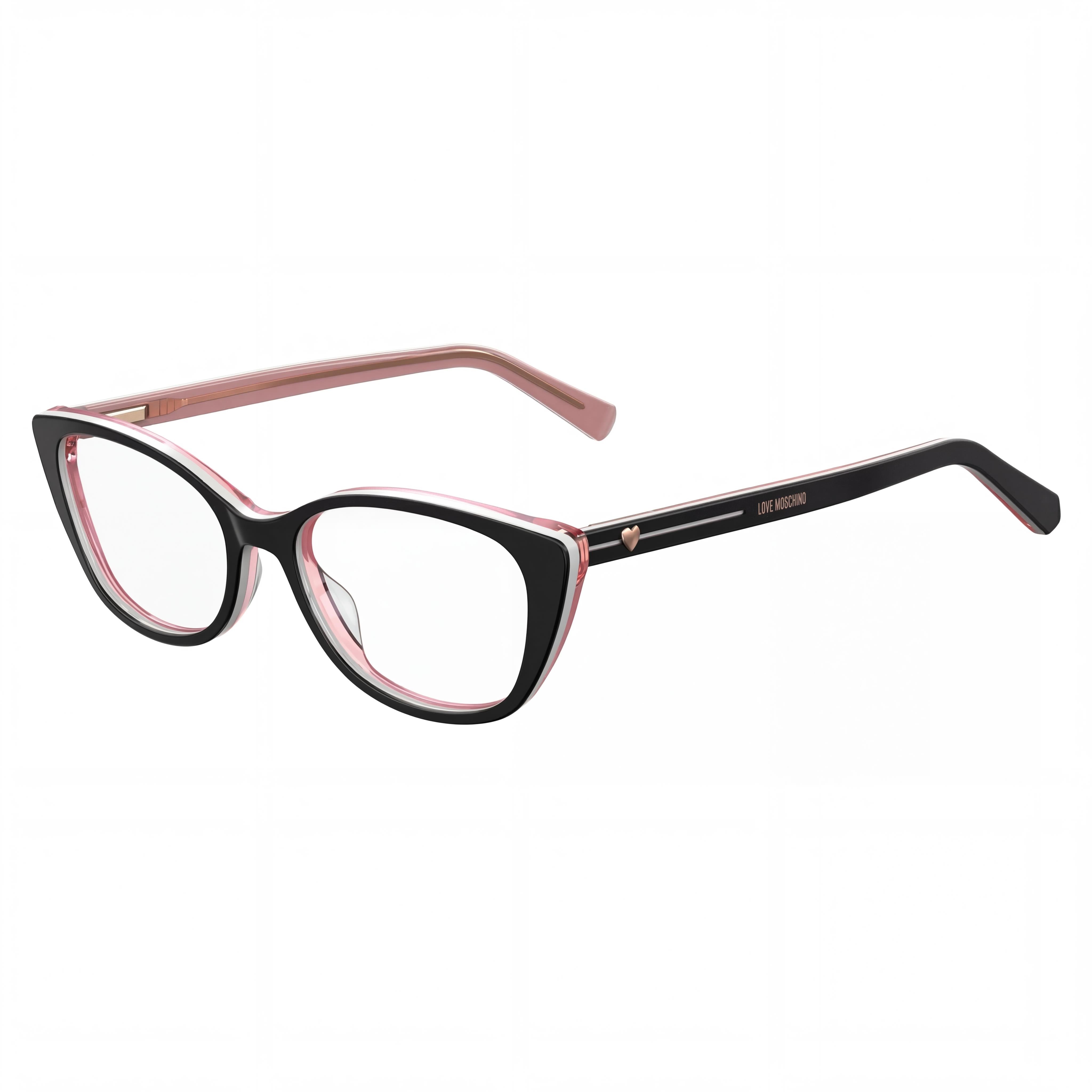 Love Moschino Trilayer Heart Cat-Eye Women's Black Acetate Optical Glasses with Polycarbonate Lenses 51mm, Photo 1