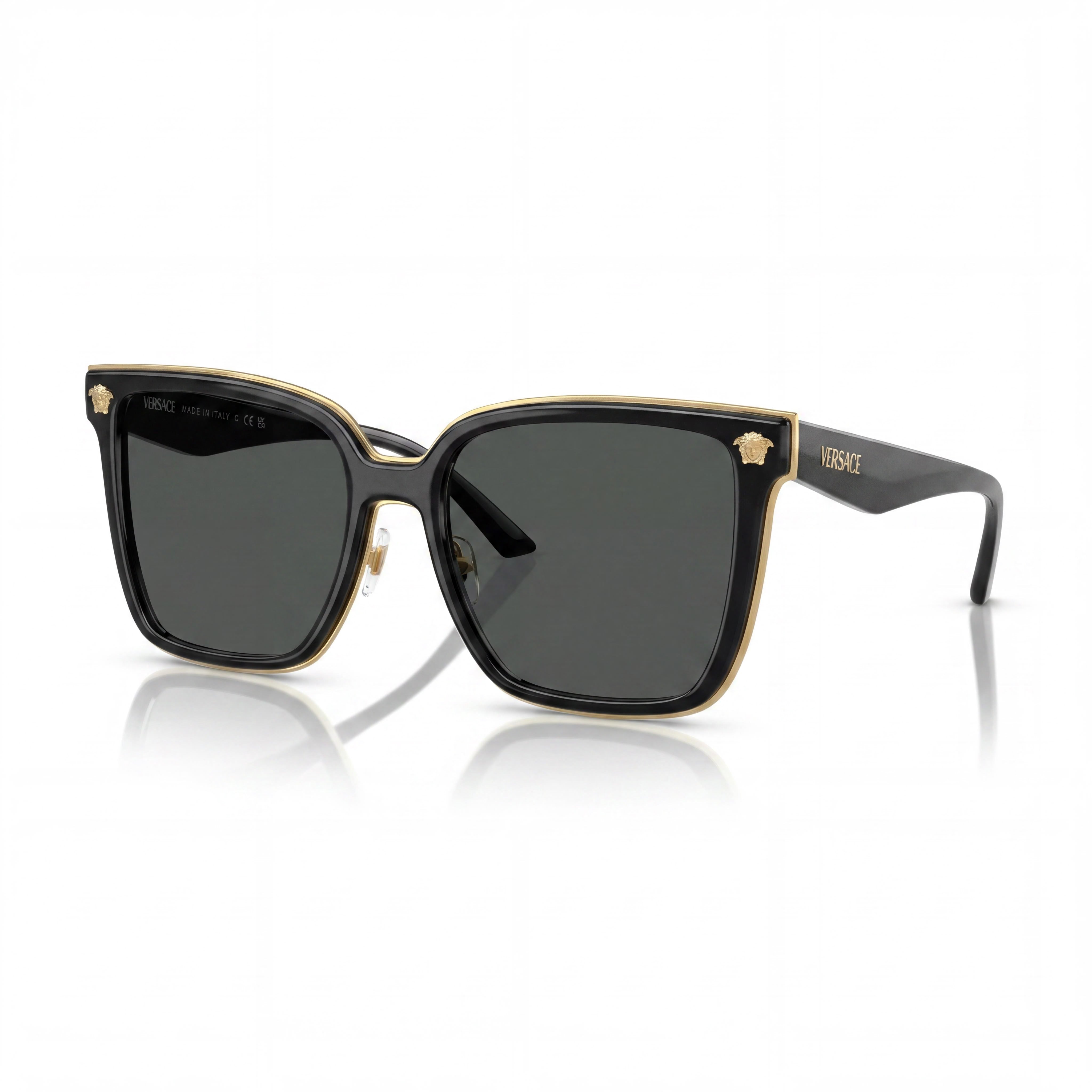 Gafas Versace contemporáneas para mujer, negras, gris oscuro, de titanio, montura completa, lentes de policarbonato, 58-19-150, Photo 1