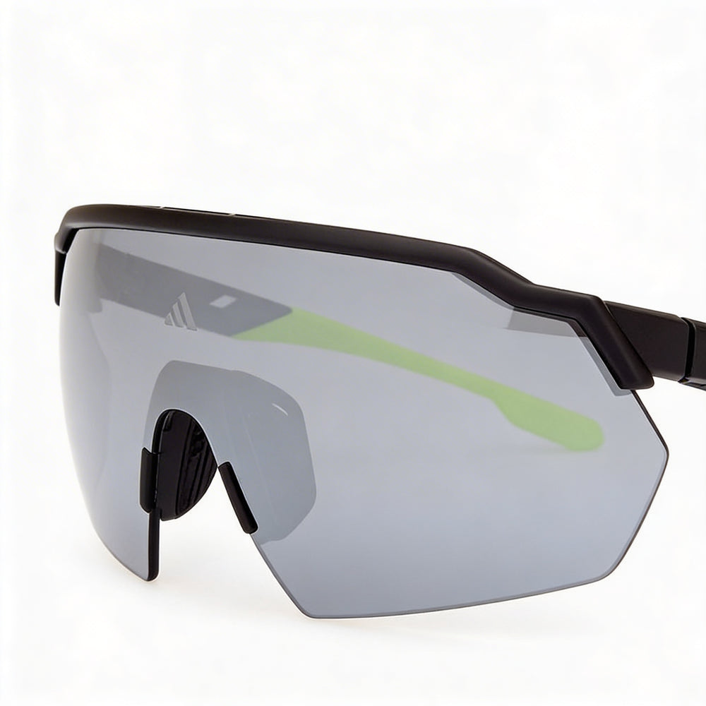 Adidas Modern Unisex Sport Sunglasses featuring Opaque Black Injected Frame and Smoke Mirror Lenses
