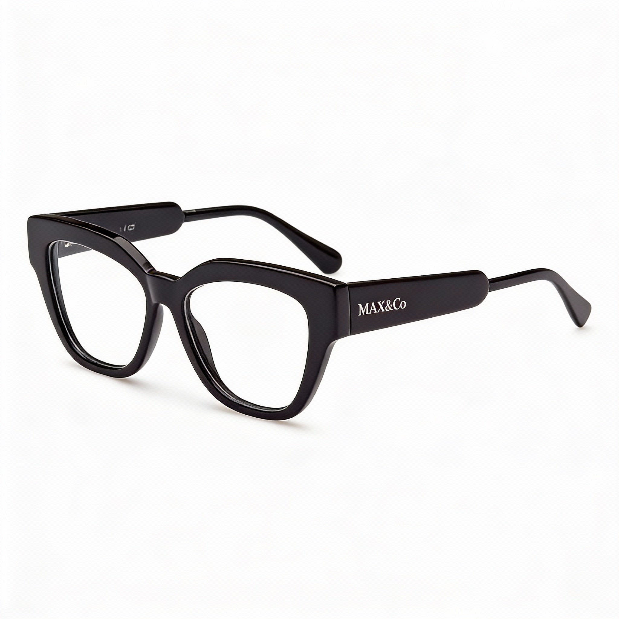 Gafas de lectura modernas Max & Co. para mujer con montura de plástico negro brillante, sin montura, ancho de lente de 52 mm, Photo 1