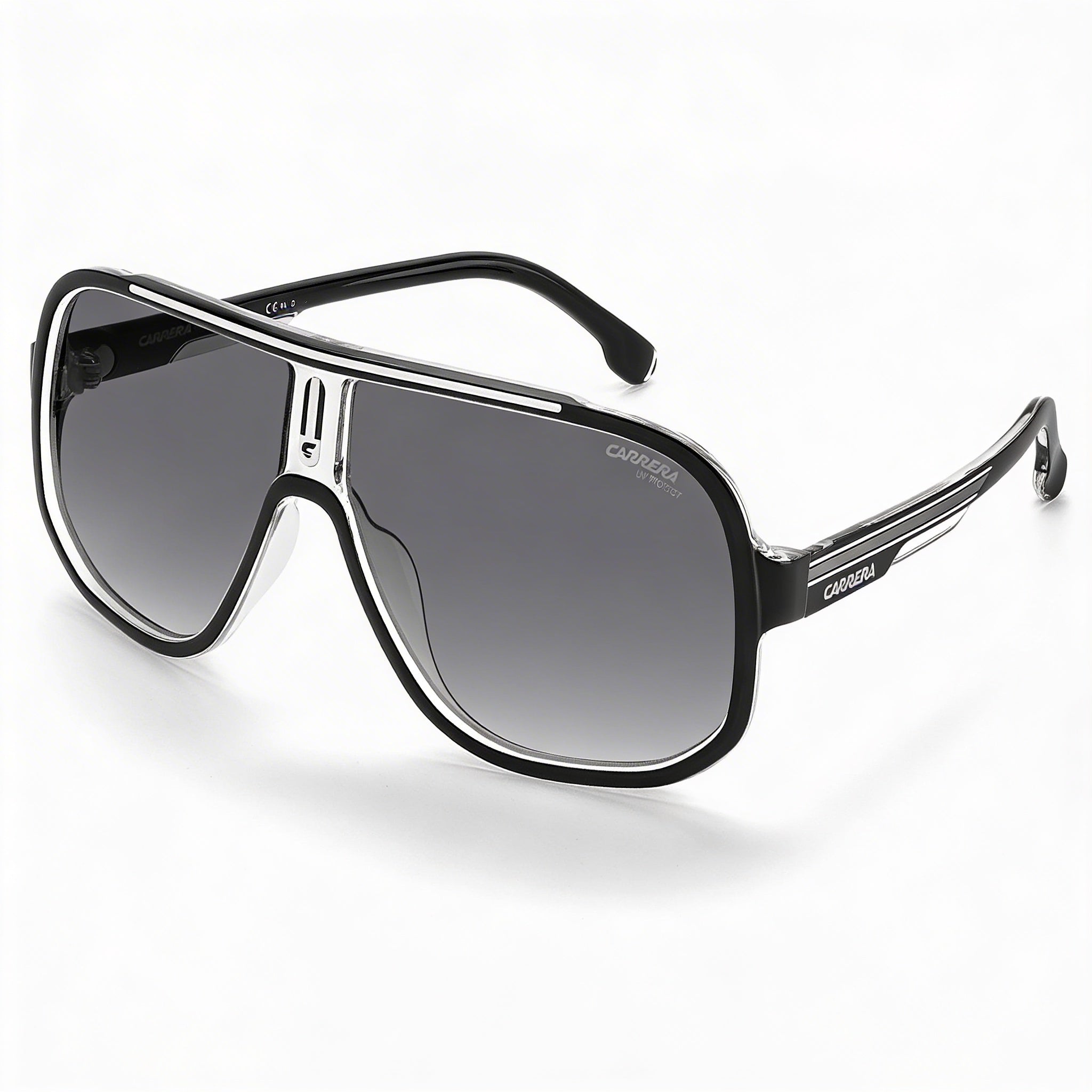 Gafas de sol Carrera modernas unisex con montura y lentes de poliamida en blanco y negro, con protección UV y no polarizadas, 63mm, Photo 1