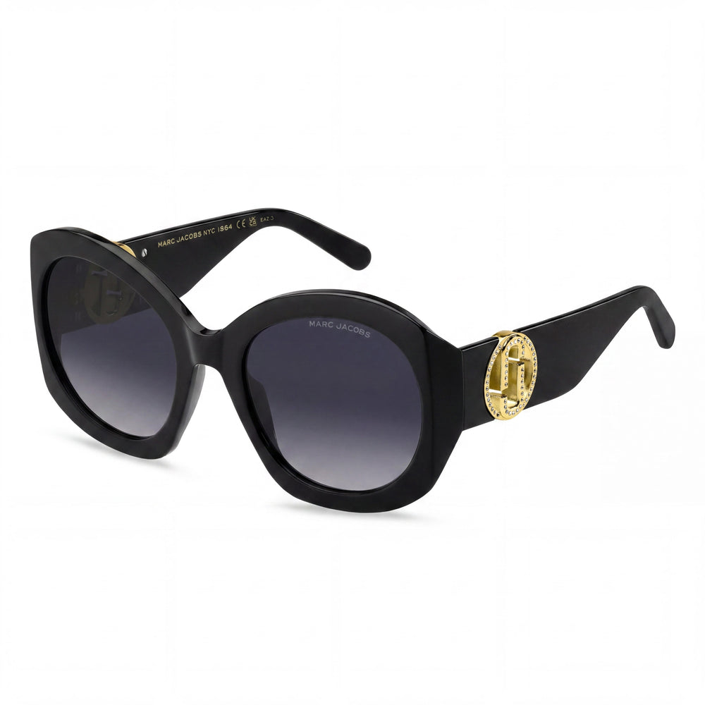Marc Jacobs Marc 722/S Women's Sunglasses with Black Gold Acetate Frame and Dark Grey Shaded Lenses 56mm