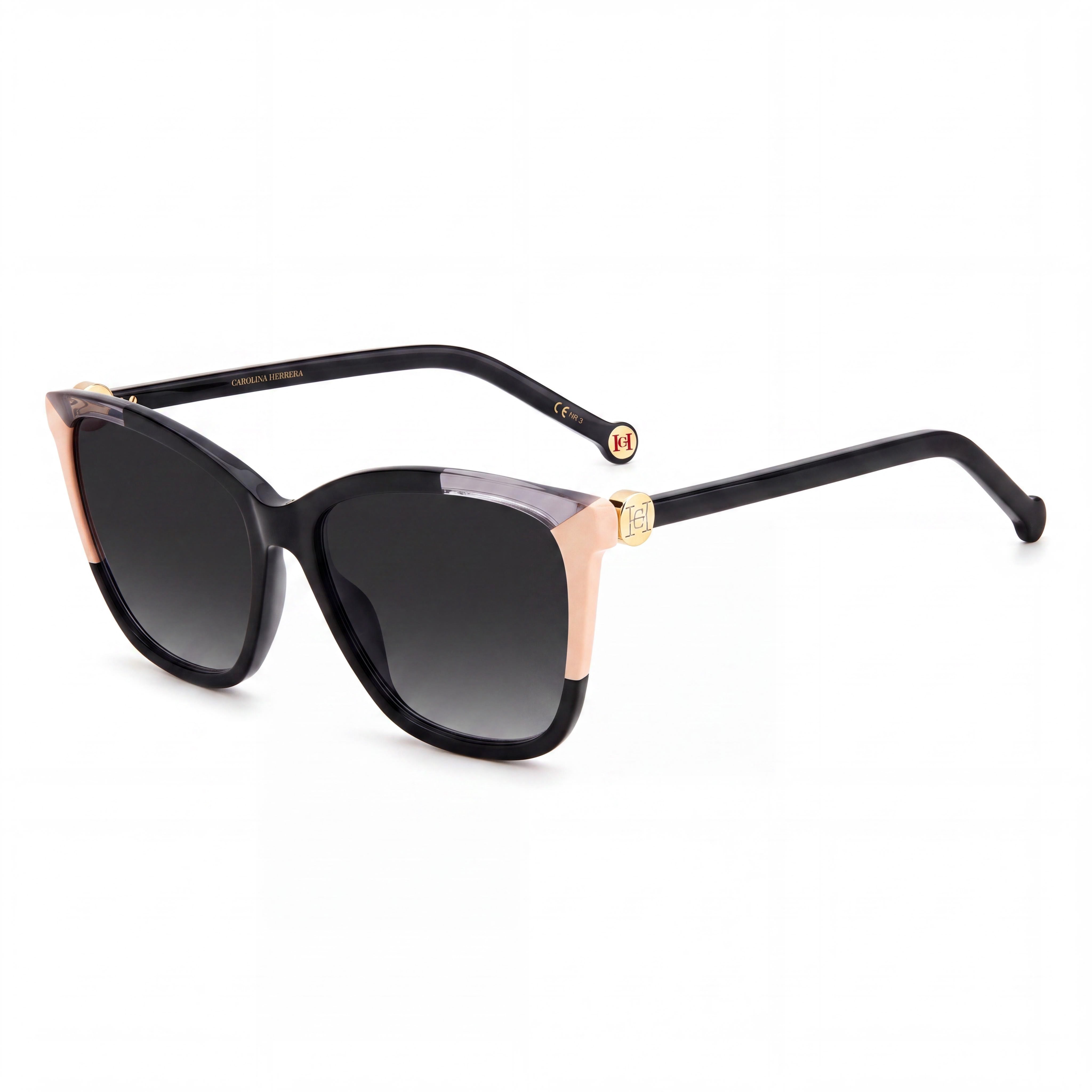 Carolina Herrera Ch 0052/S Women's Plastic Black Nude Dark Grey Shaded Non-Polarized UV Protected Sunglasses 58mm, Photo 1