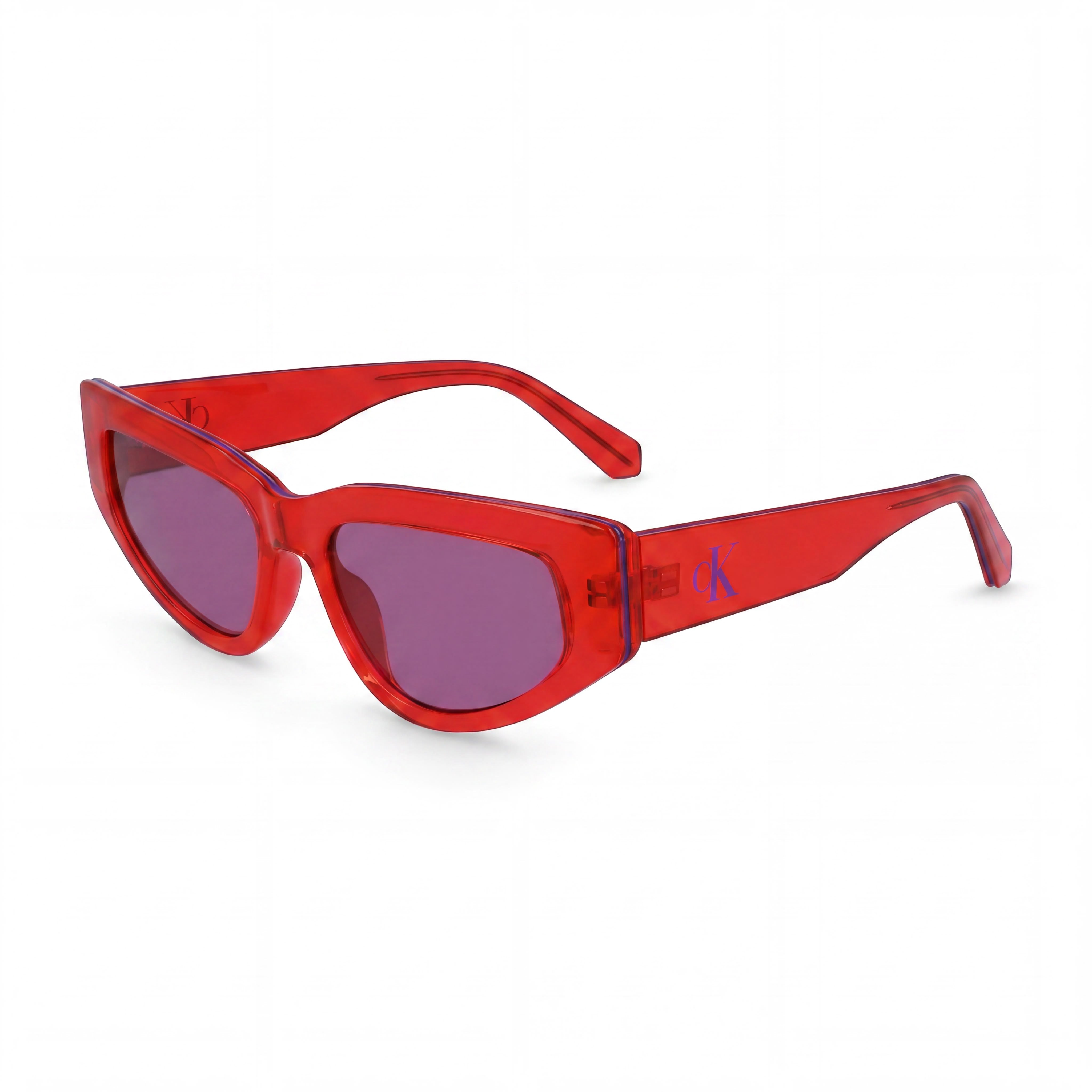Gafas de sol Calvin Klein CKJ23603S de plástico rojo con forma de ojo de gato para mujer, 100 % protección UV, 53 mm, Photo 1