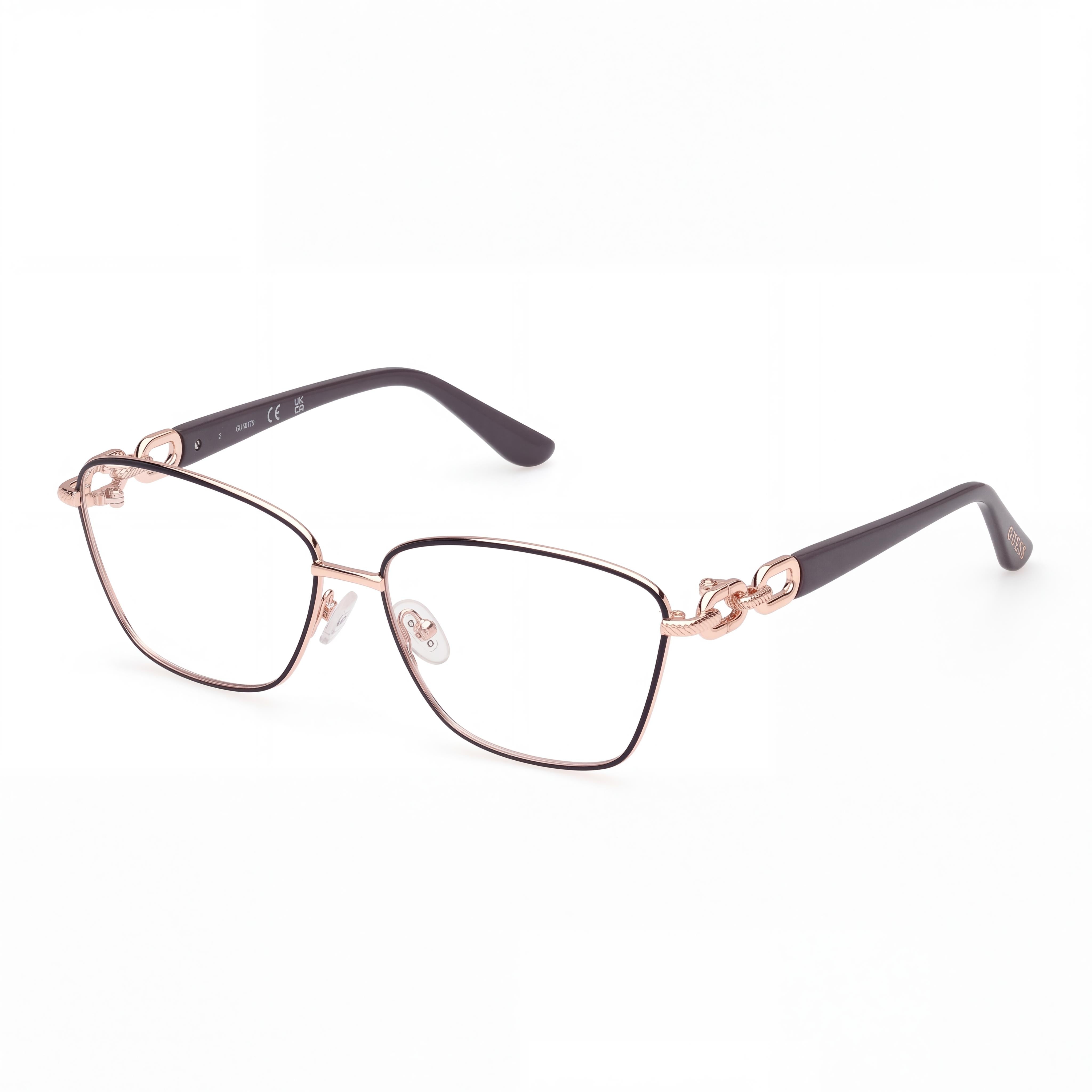 GUESS Gu50179 Women's Metal Frame Eyeglasses with Polycarbonate Lenses, Matte and Shiny Grey 57/14/140, Photo 1