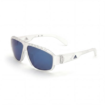 Adidas Contemporary Unisex Plastic Clear Frame Non-Polarized Blue Mirror UV Protected Sunglasses 62mm