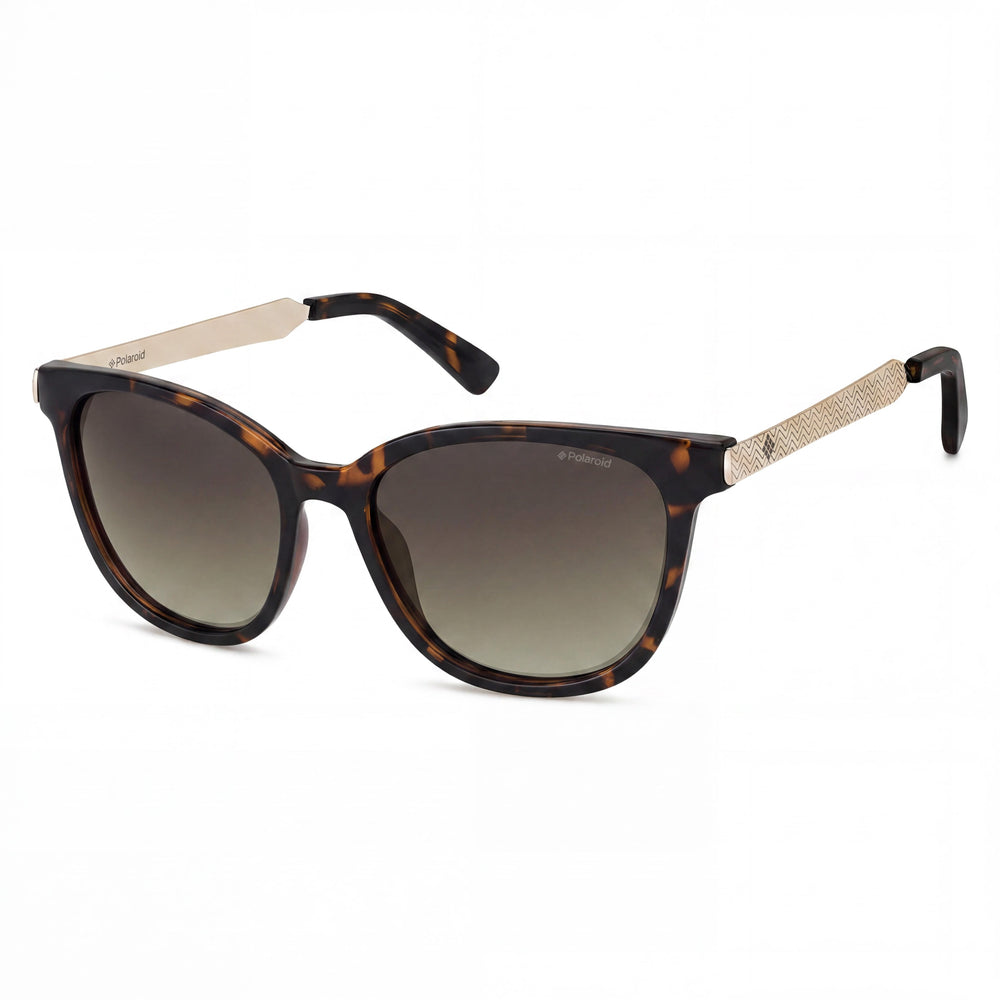 Gafas de sol Polaroid Pld 4125/G/S para mujer, color blanco y marrón, con montura de CO-POLYESTER ecológico, lentes marrones con protección UV, 52 mm