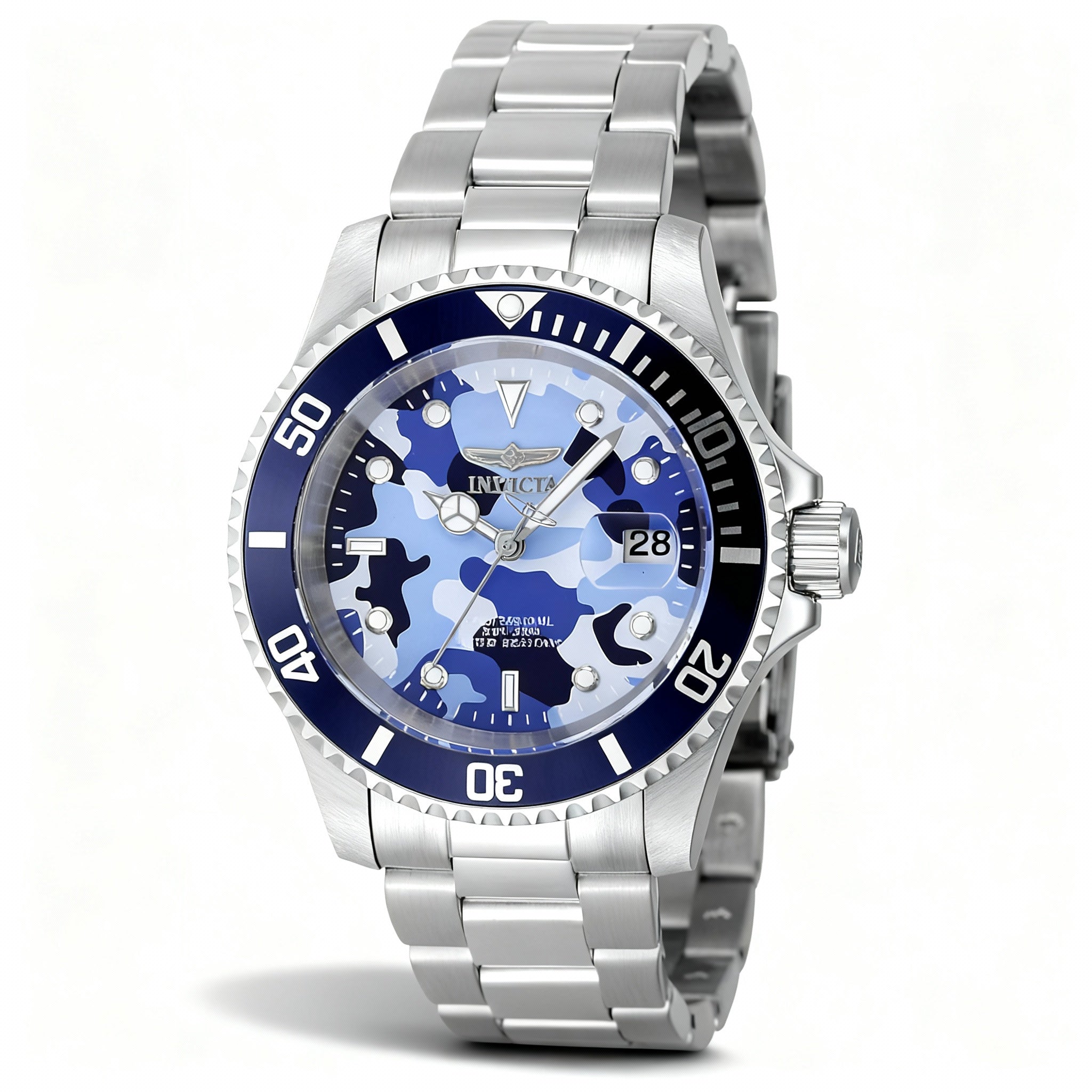Invicta Pro Diver 48570 Men's Quartz Stainless Steel Bracelet Watch with Blue Dial, 40mm Case, 20 ATM