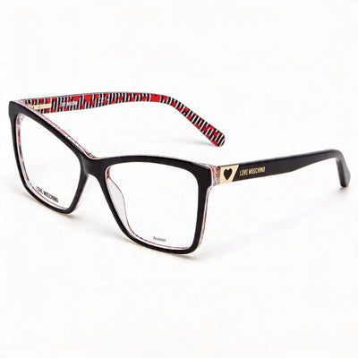 Love Moschino Modern Women's Eyewear: Black Acetate Frames, Polycarbonate Lenses, 54mm Lens Width