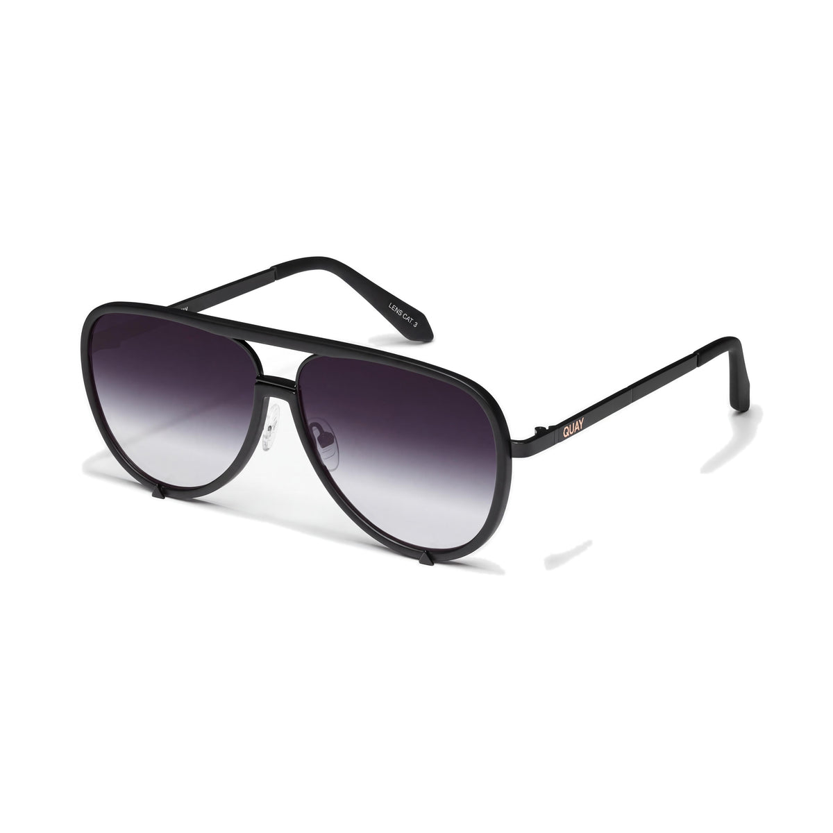 QUAY AUSTRALIA High Profile Unisex Sunglasses - Matte Black Black Fade Frame, Black Polycarbonate Lens, UV Protected, 143mm, Photo 1