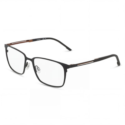 Gafas Flexon E1159 Unisex con montura de acetato negro mate y lentes de policarbonato transparente, 54 mm de ancho de lente