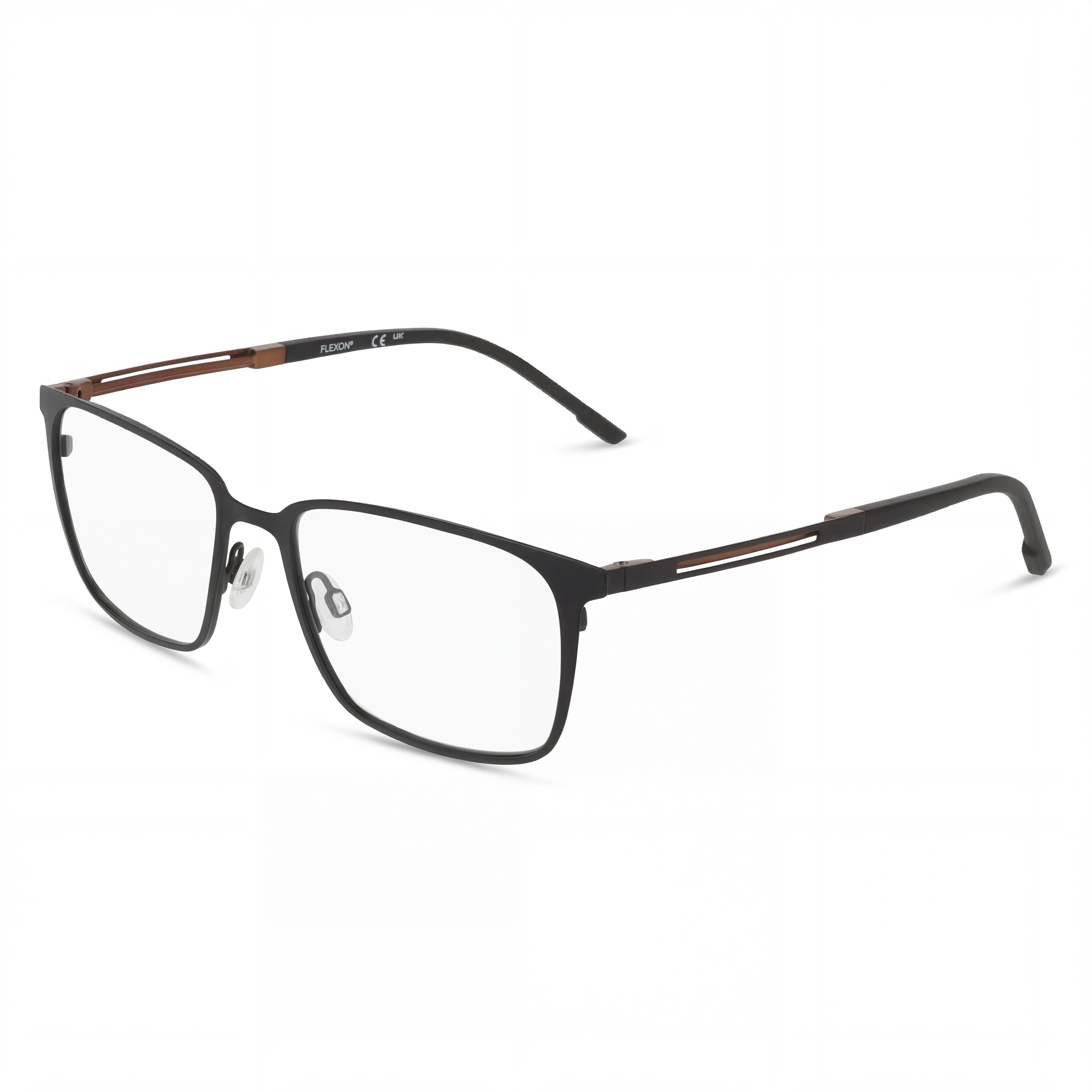 Gafas Flexon E1159 Unisex con montura de acetato negro mate y lentes de policarbonato transparente, 54 mm de ancho de lente, Photo 1