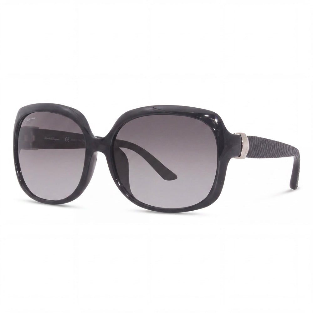 Salvatore Ferragamo Classic Women's Black Plastic Sunglasses, Grey Gradient Lenses, UV Protection, 59mm