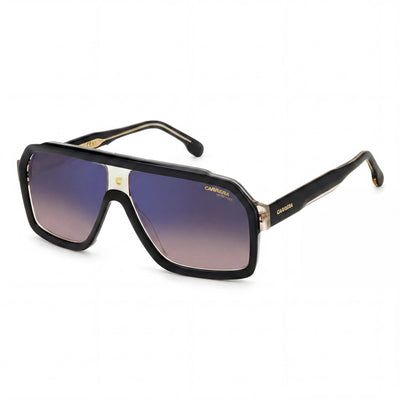 Gafas de sol Carrera Classic unisex de acetato con protección UV degradada, color negro, beige, marrón, degradado, espejo azul, 60 mm