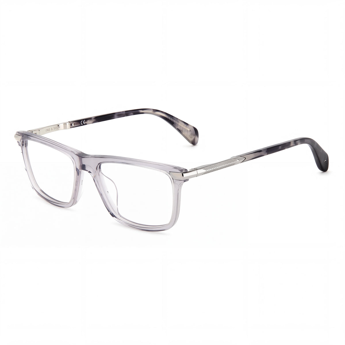 Gafas de sol modernas para hombre rag & bone con montura de acetato gris y lentes de policarbonato grises, ancho de lente 53 mm, Photo 1