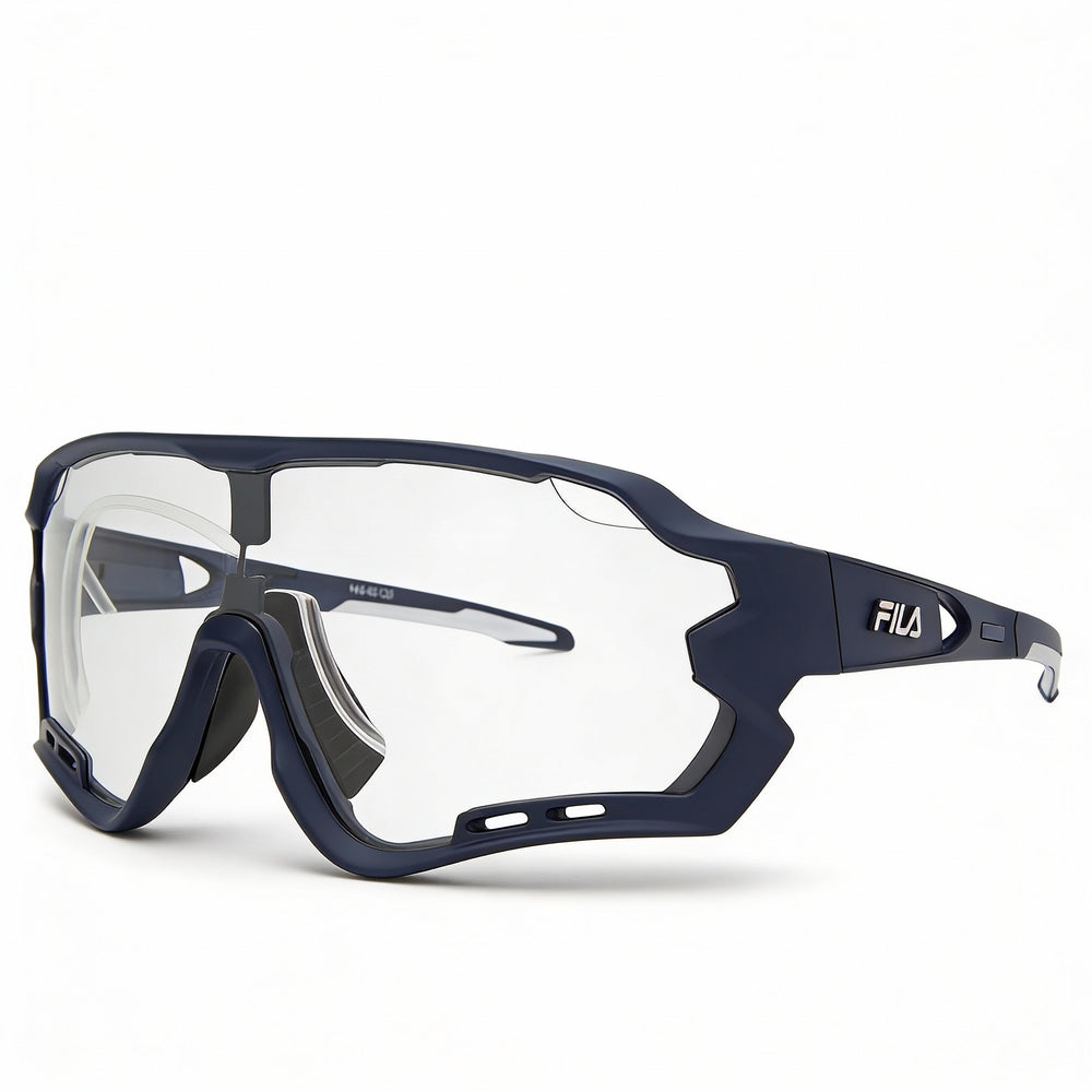 Fila Sfi112 Men's Blue Lightweight Plastic Frame Sunglasses with Acetate Lenses and UV Protection