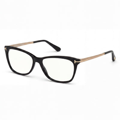 Gafas Tom Ford Modern de montura completa de acetato y metal para mujer, color negro, oro rosa cepillado 52-15
