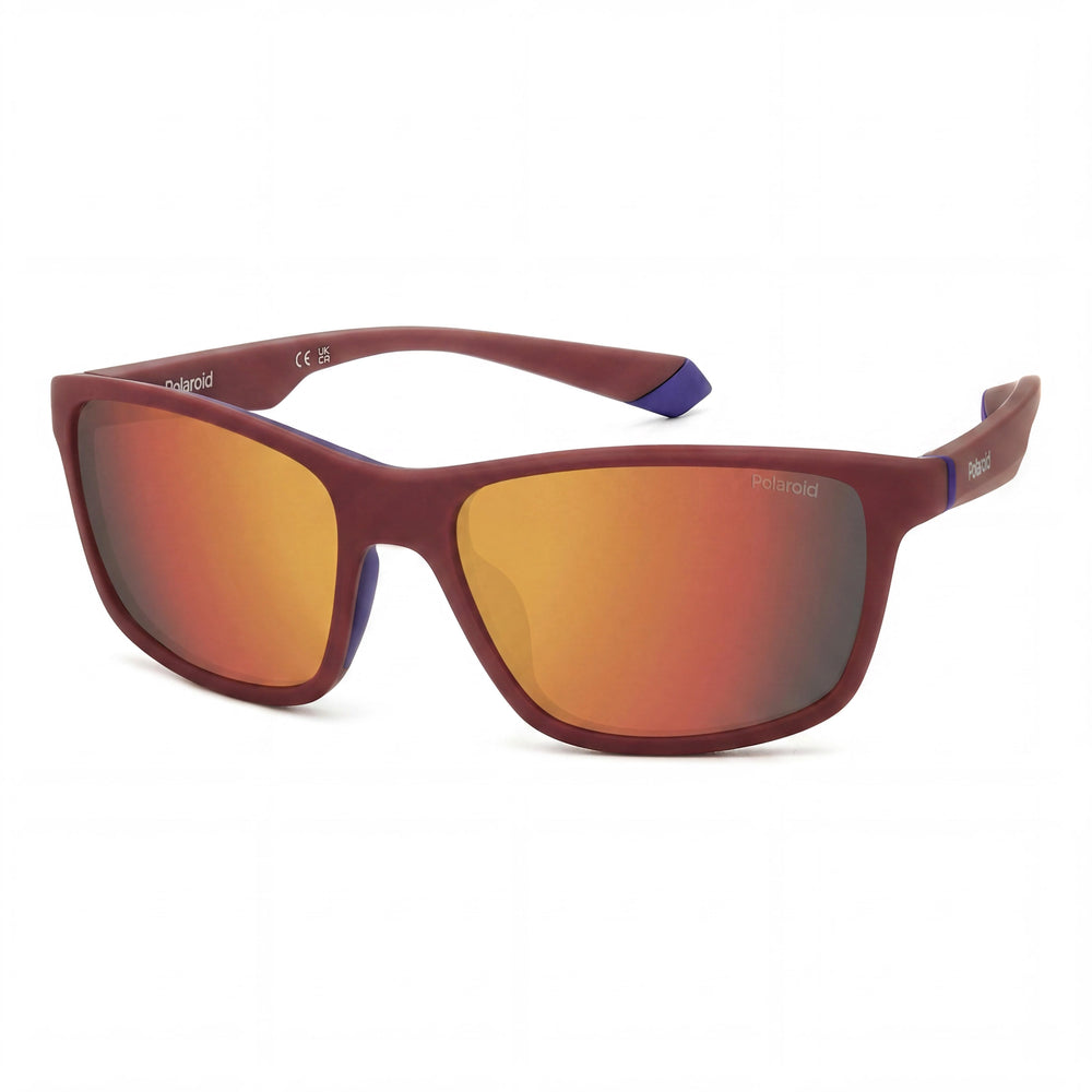 Polaroid Men's Casual Sunglasses with Matte Red Rubber Frame and Polarized Polycarbonate Lenses 58mm