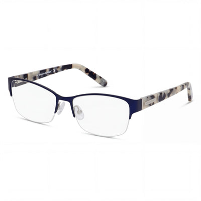 BANANA REPUBLIC Jordyn Gafas unisex azul marino con montura de metal semial aire, lentes de policarbonato transparente, 54-135 mm