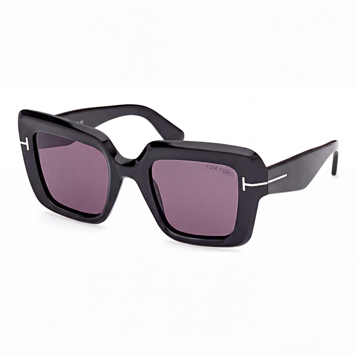 Tom Ford Esme FT1157 Women's Shiny Black Acetate Square Smoke Non-Polarized UV Protection Sunglasses 50, Photo 1